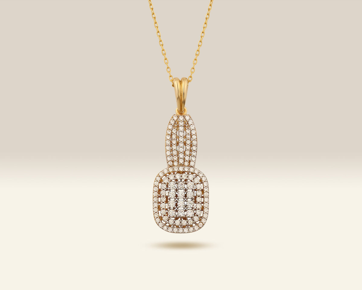 VIECLAT solid gold Pavé Cushion Pendant Necklace