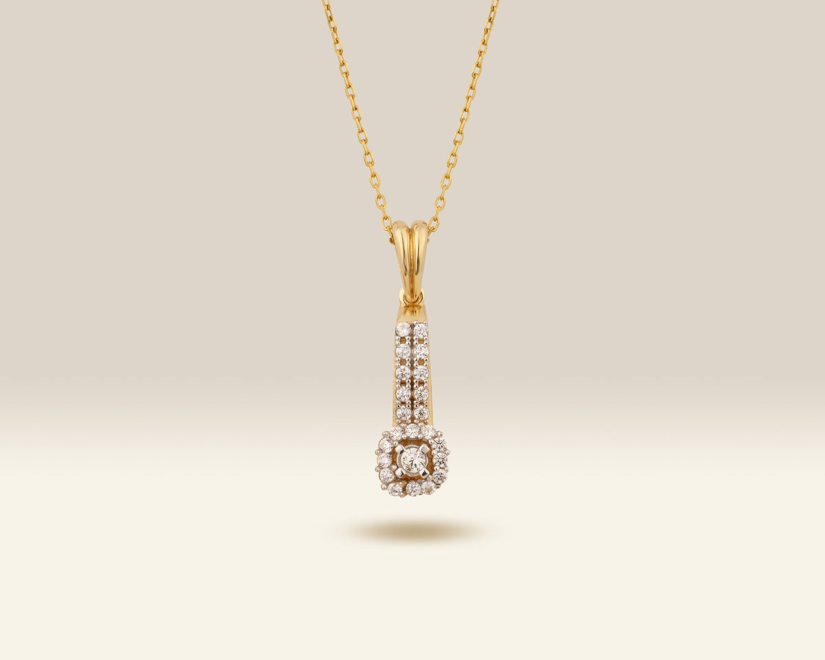 VIECLAT solid gold Halo Drop Pendant Necklace