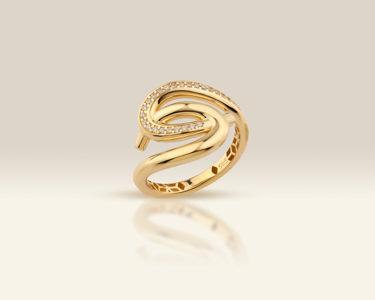 VIECLAT solid gold Abstract Swirl Loop Wrap Ring