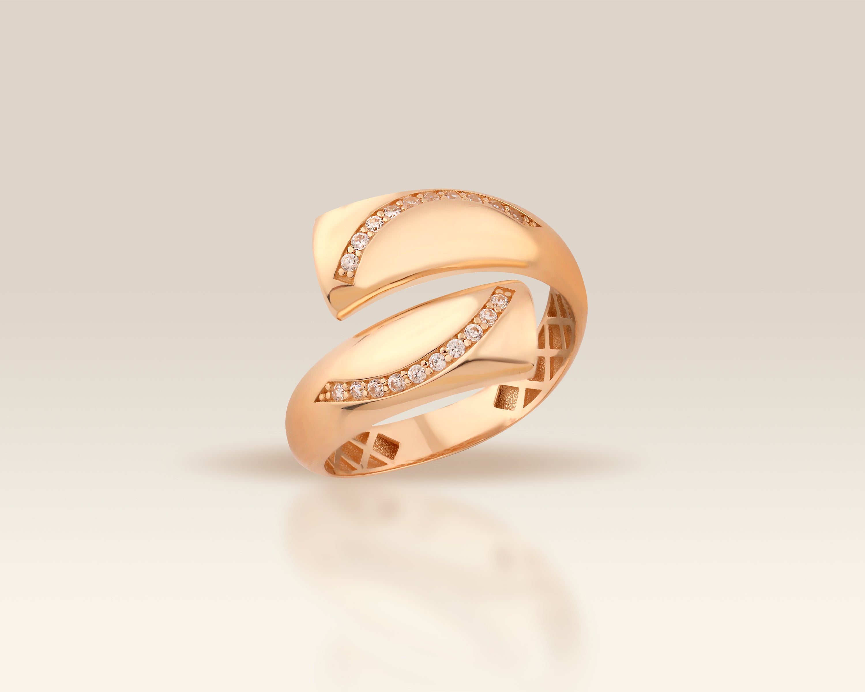 Open Wrap Bypass Crossover Dainty Ring – Solid Gold