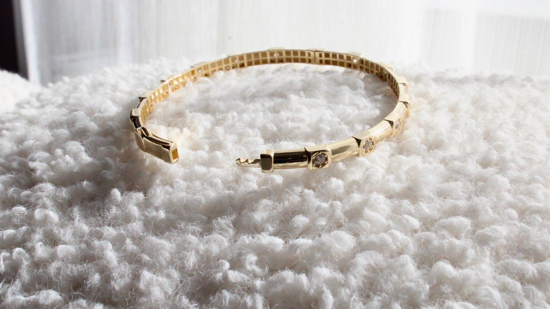 Square Set Diamond Bangle