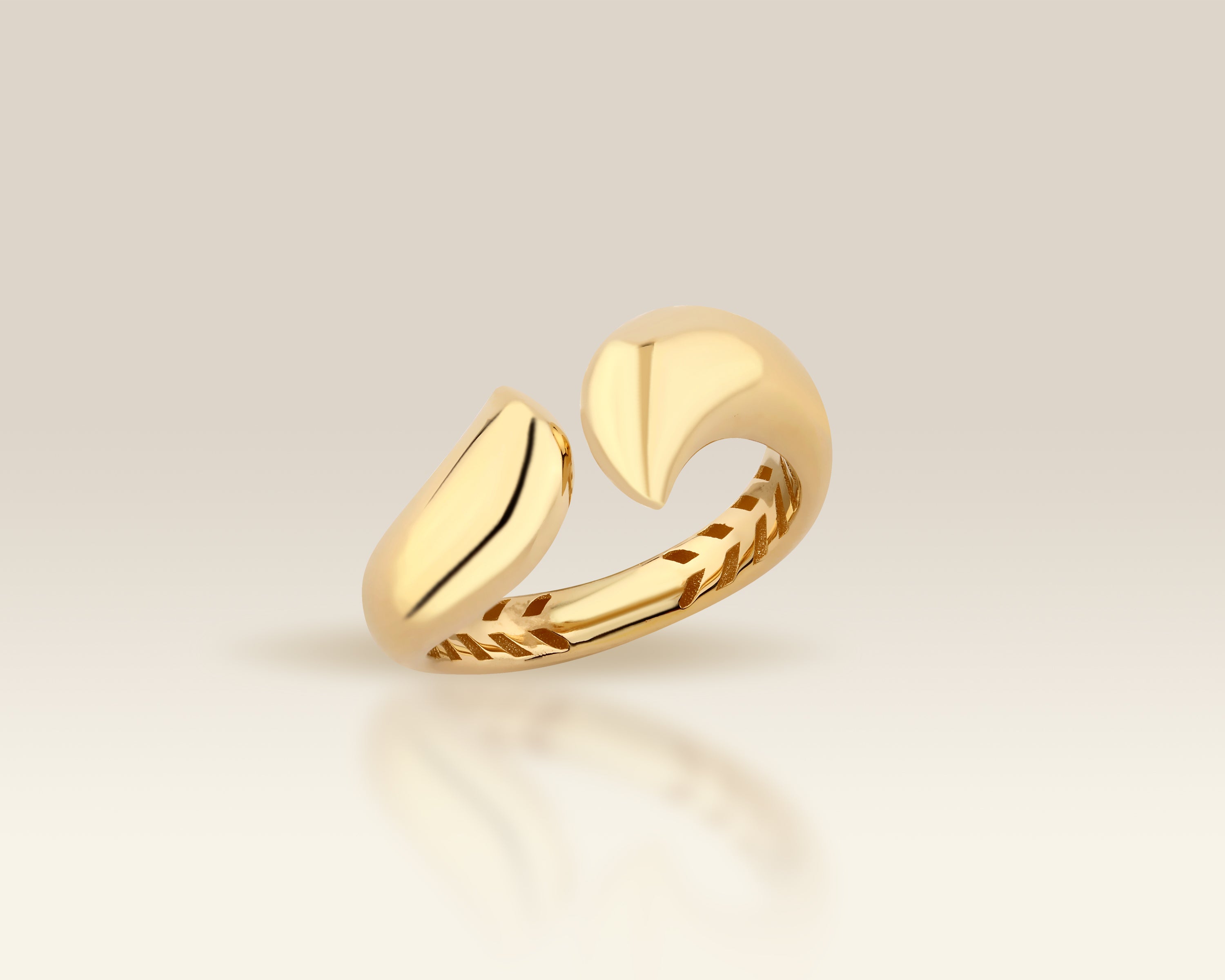 Dainty Bypass Open Ring in Solid Gold