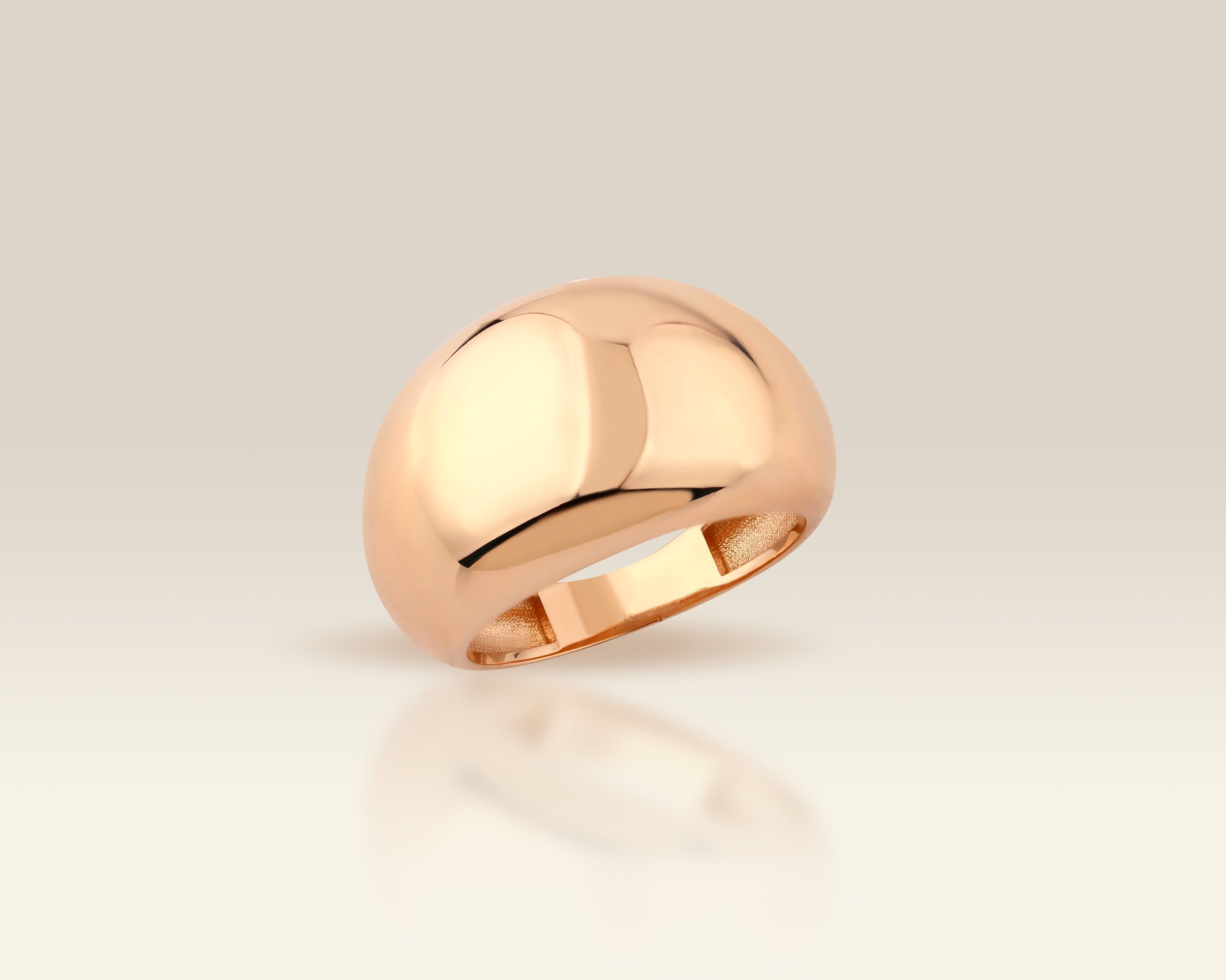 Solid Gold Classic Polished Dome Ring – Chunky Statement Ring | 10K 14K 18K