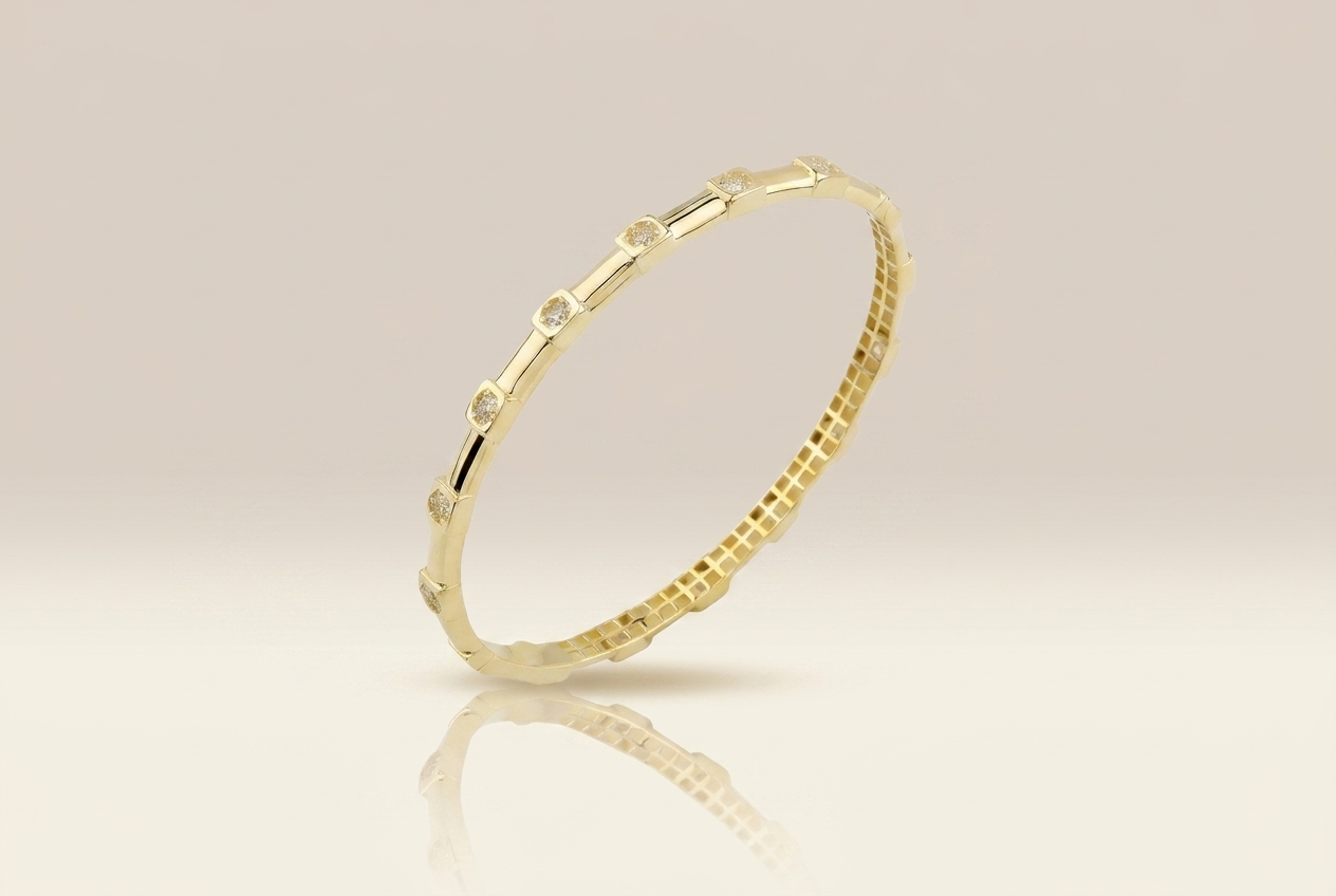 Square Set Diamond Bangle