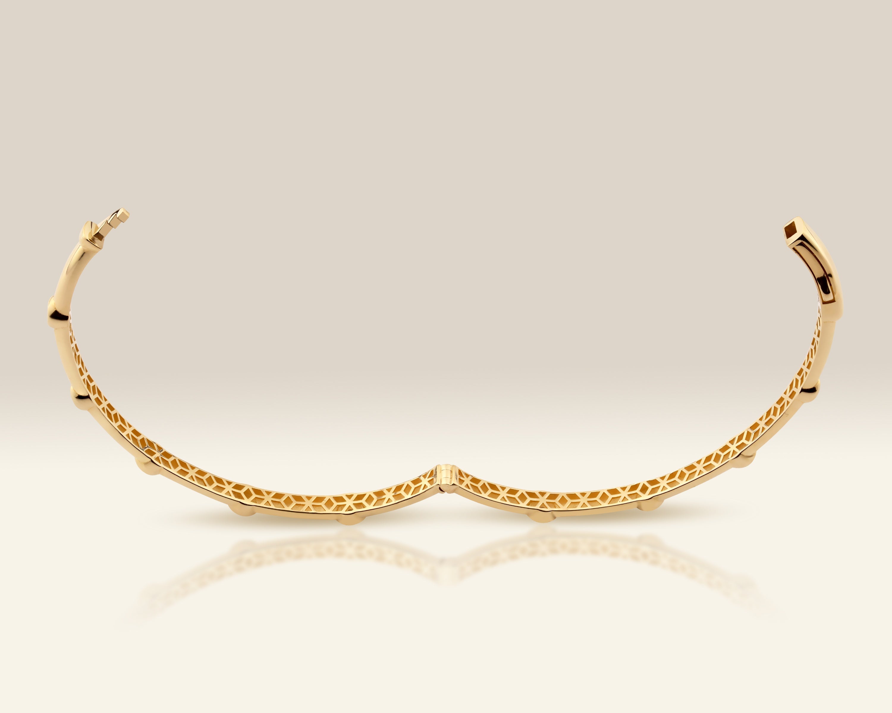 VIECLAT Solid Yellow Gold Diamond Station Bangle Bracelet