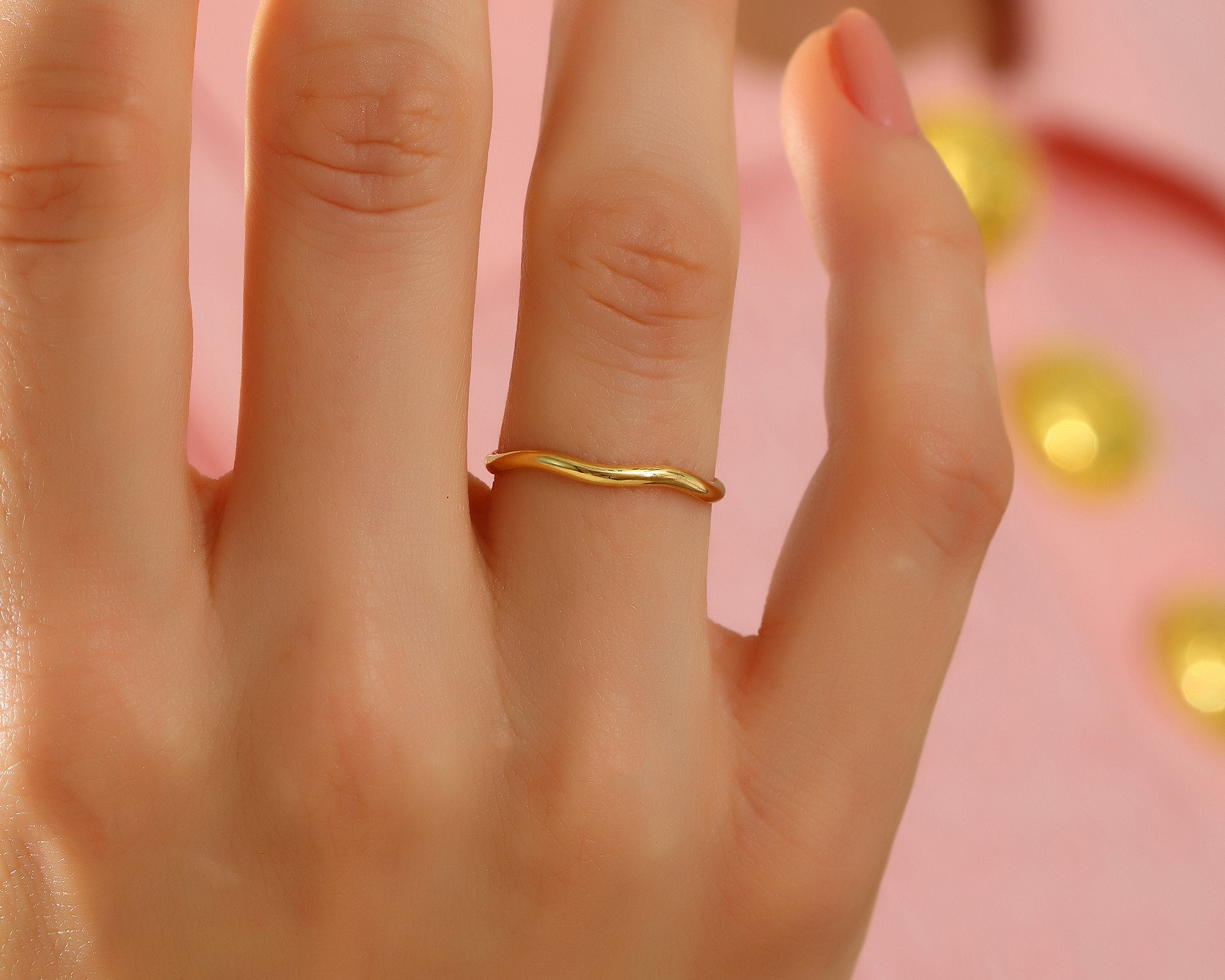 VIECLAT Gold Wavy Band Ring Closeup
