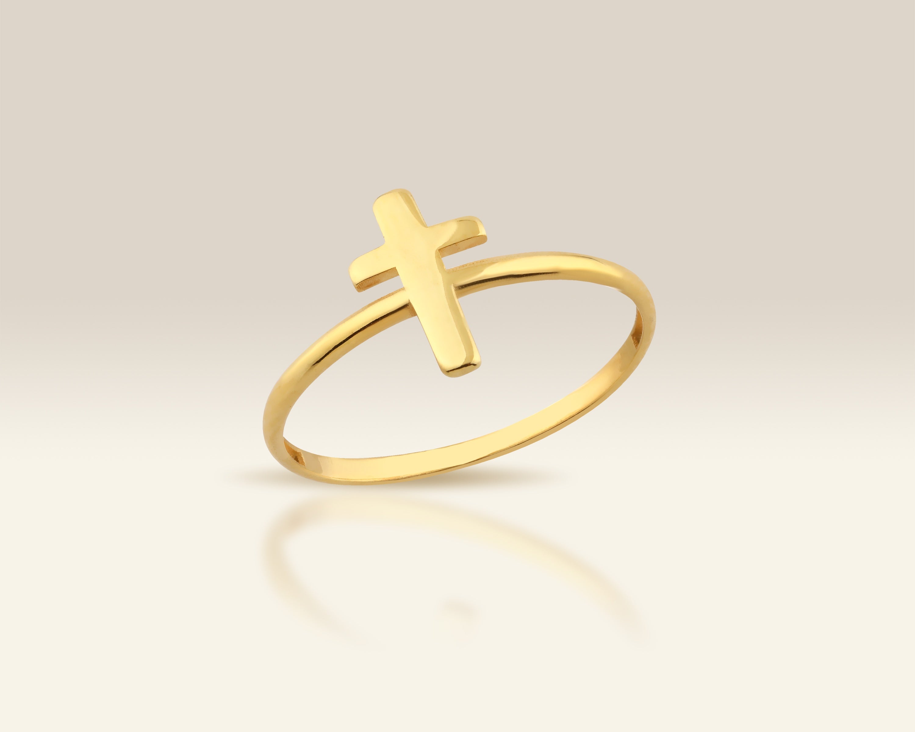 VIECLAT Solid Yellow Gold Cross Band Ring