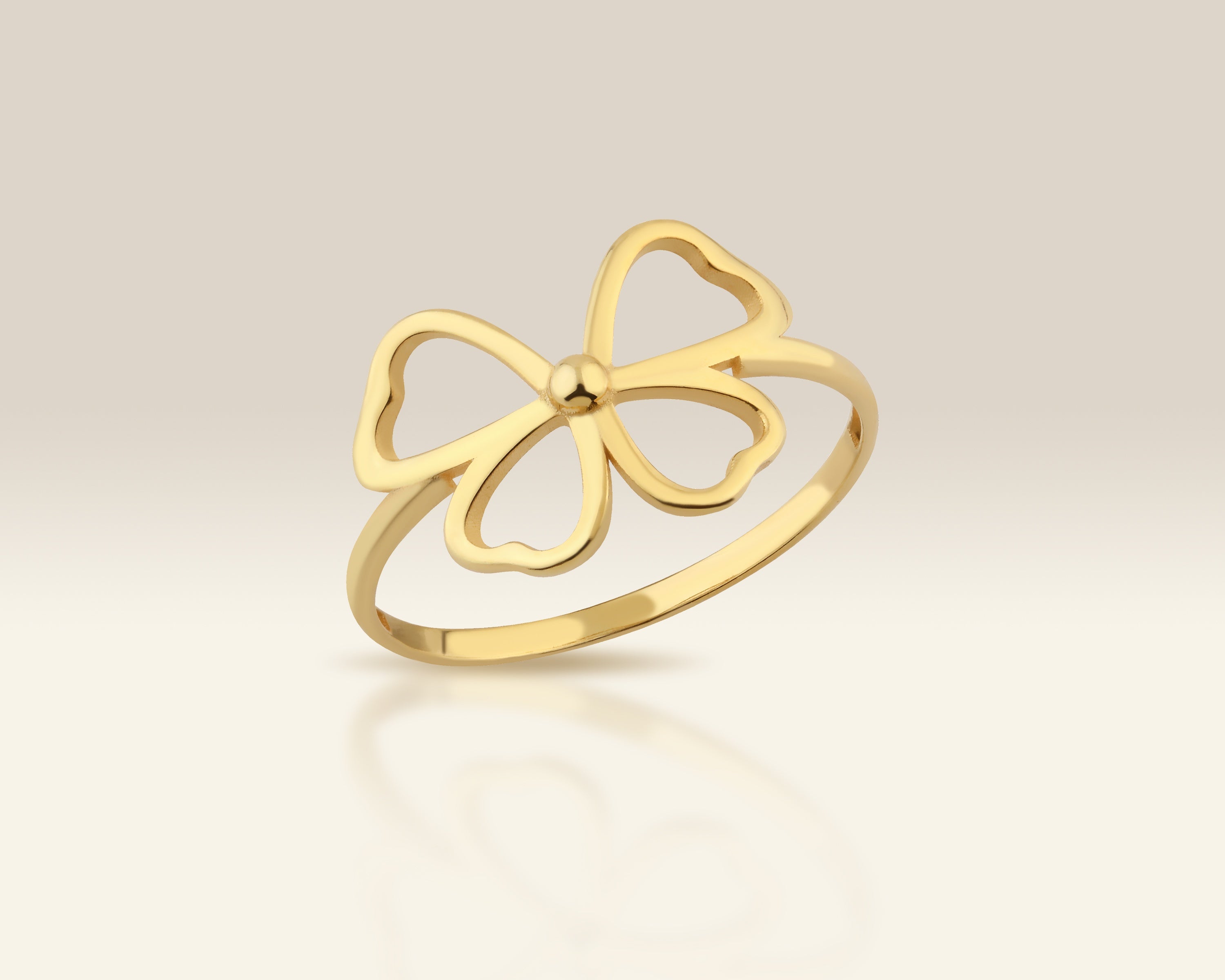 VIECLAT Gold Open Clover Flower Ring