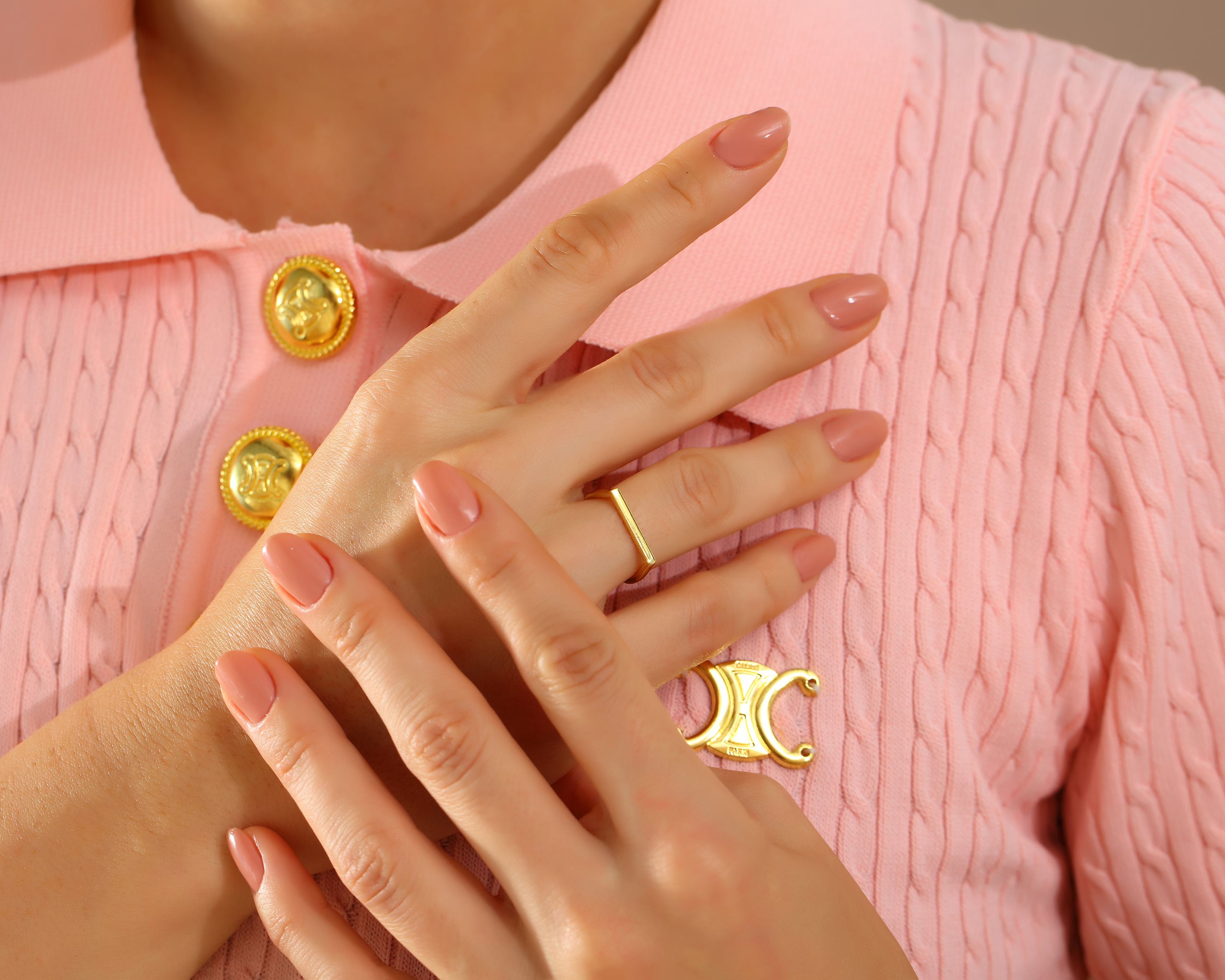 VIECLAT Gold Flat Bar Stacking Ring