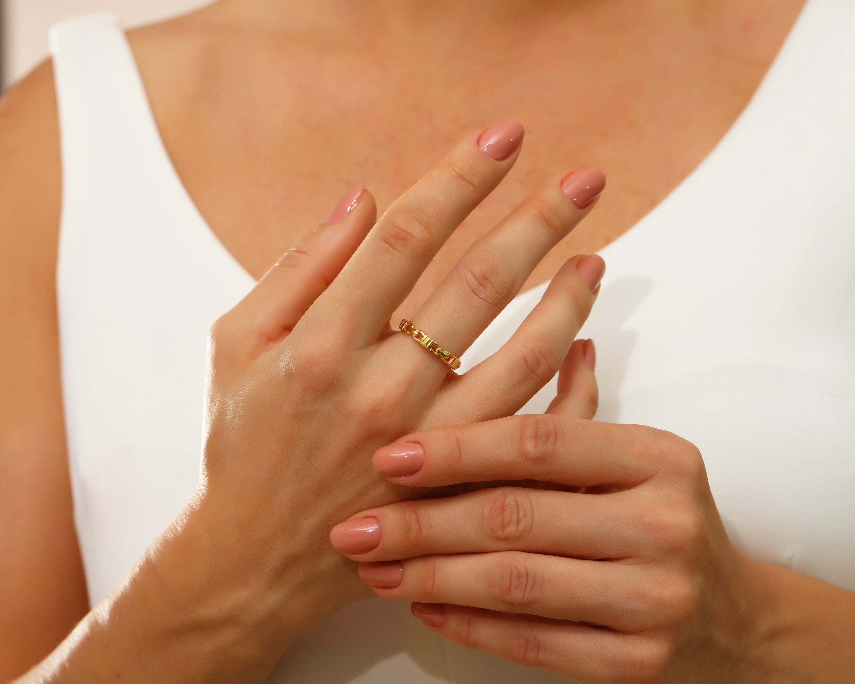 VIECLAT Gold Chain Link Band Ring