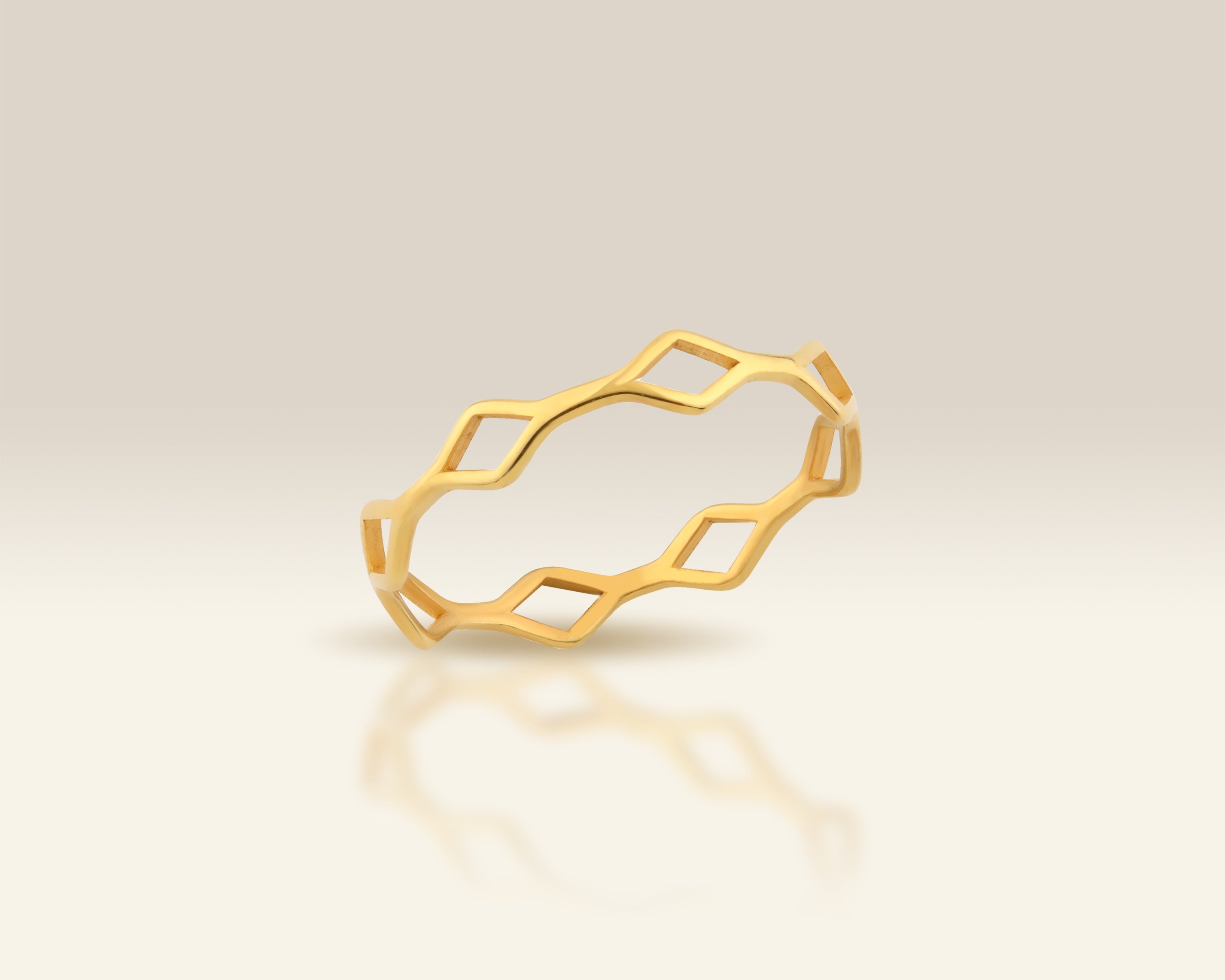 VIECLAT Solid Yellow Gold Open Rhombus Band Ring