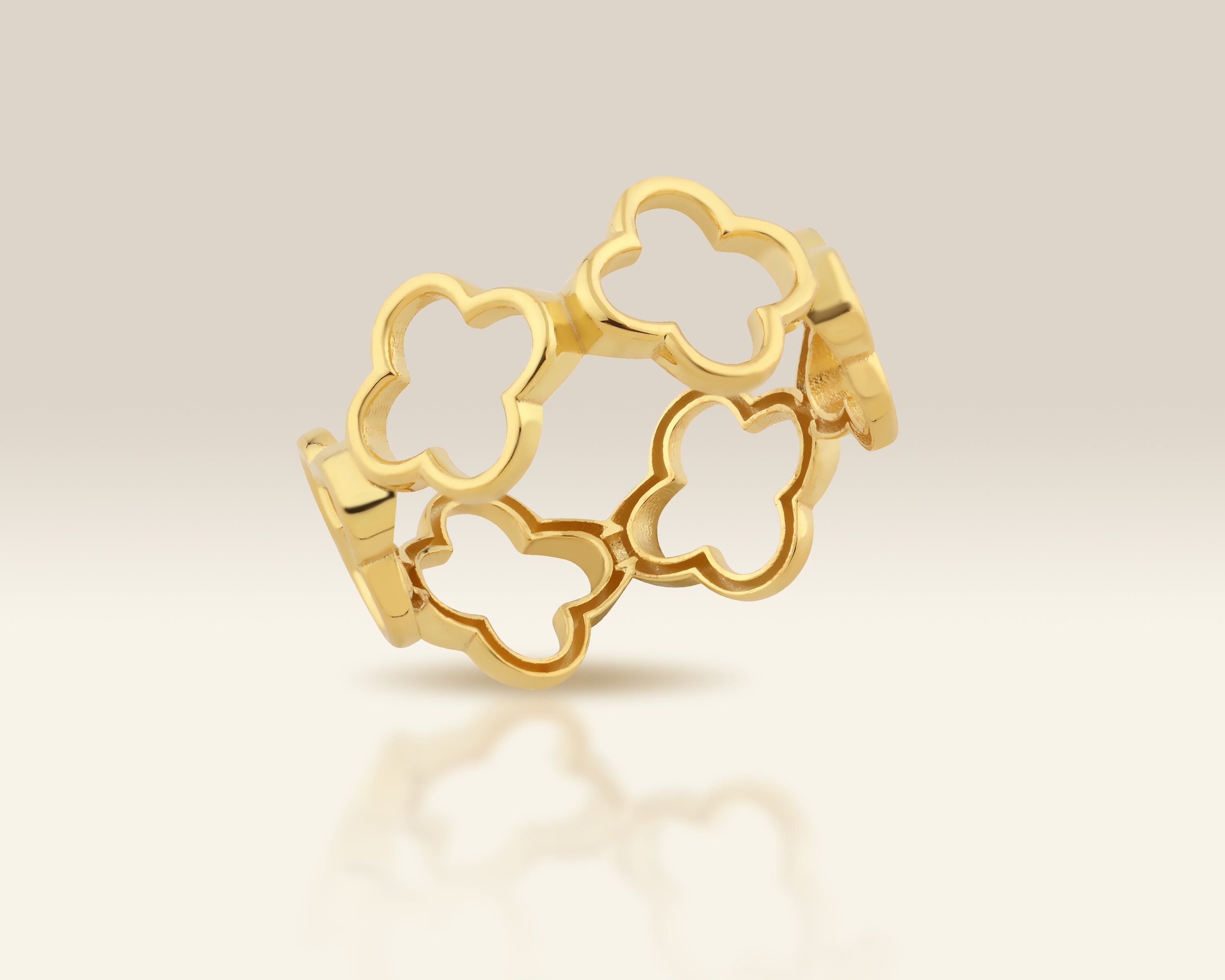VIECLAT Gold Clover Quatrefoil Band Ring