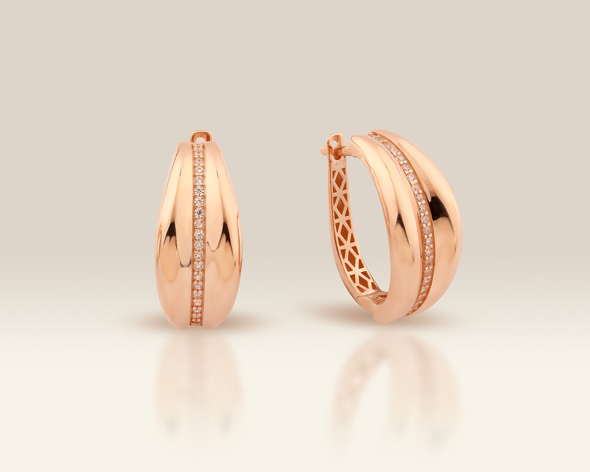 VIECLAT Solid Rose Gold Diamond Huggie Hoop Earrings