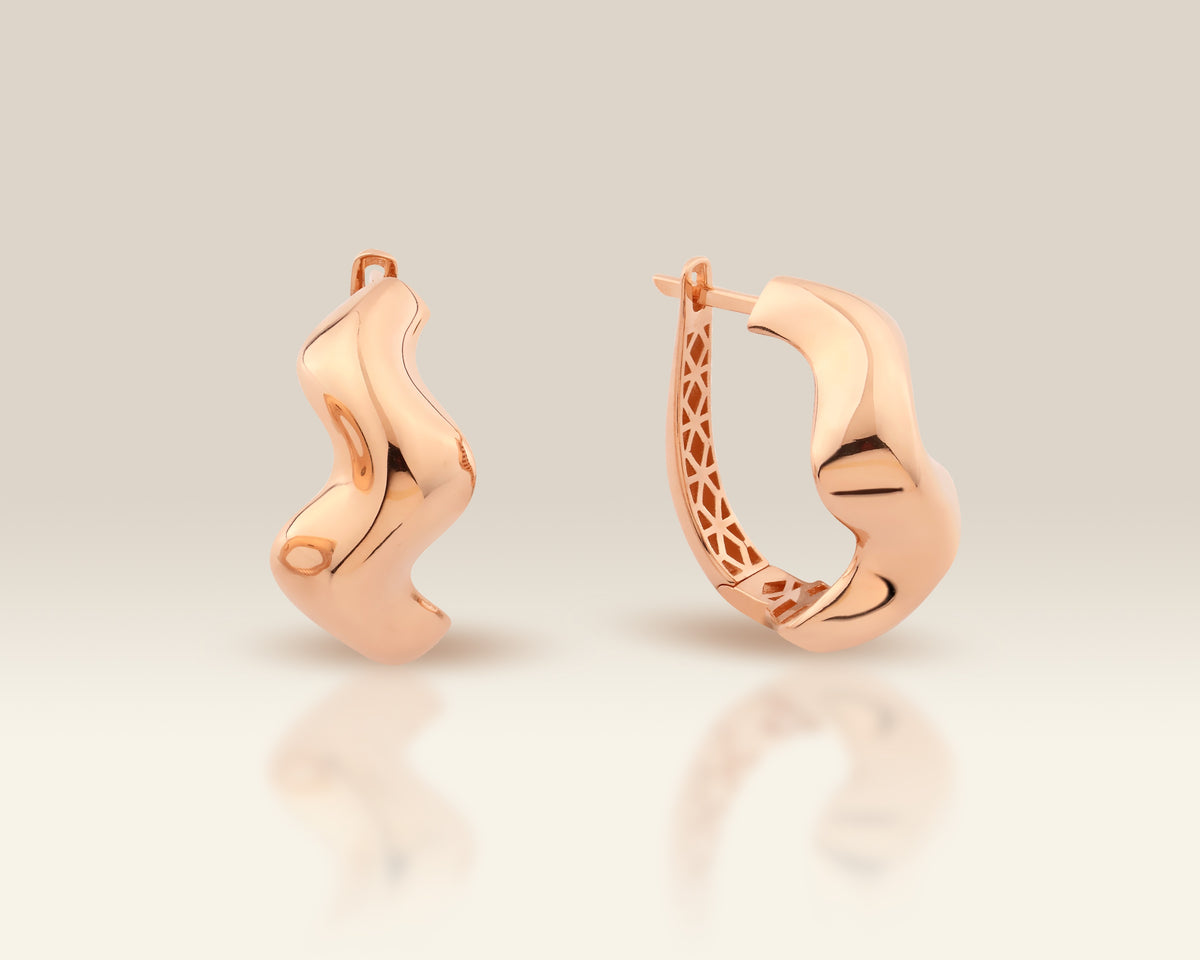 VIECLAT Solid Rose Gold Wavy Hoop Earrings