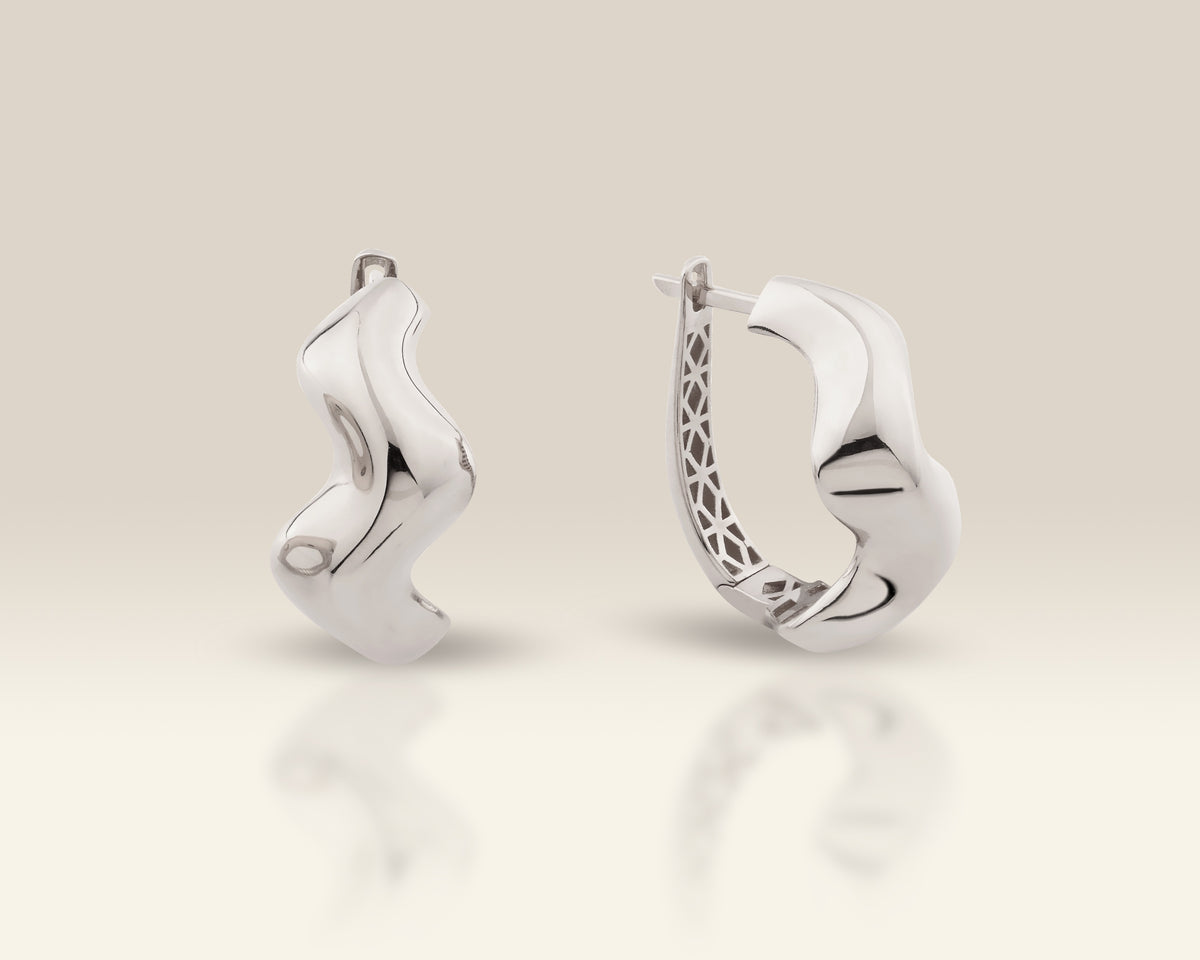 VIECLAT Solid White Gold Wavy Hoop Earrings