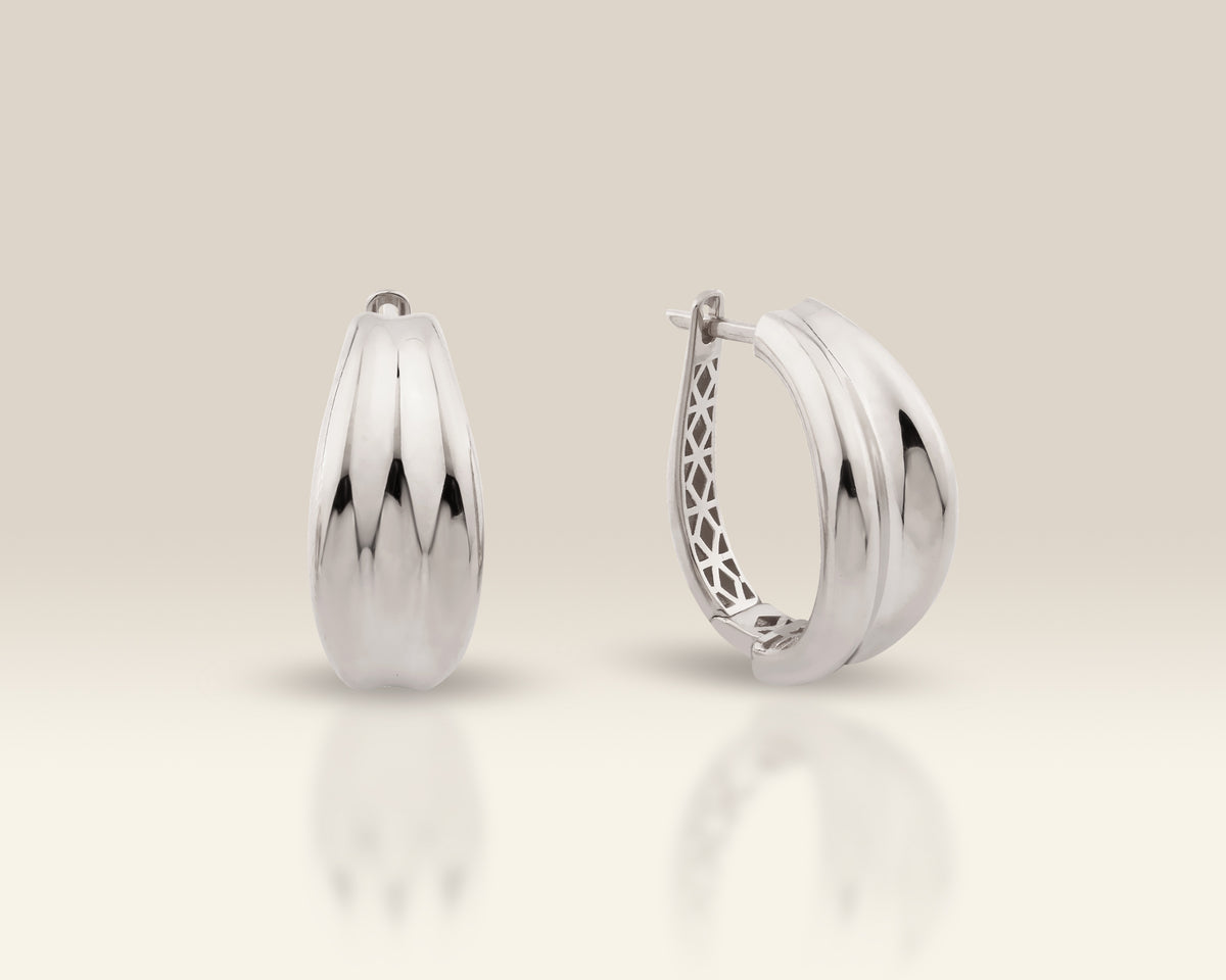 VIECLAT Solid White Gold Chunky Dome Hoop Earrings