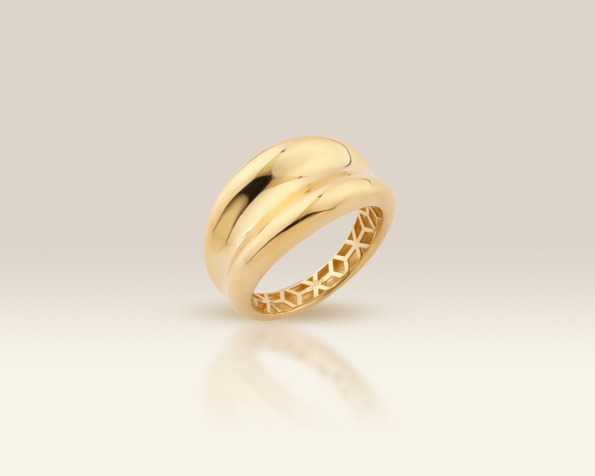 VIECLAT Solid Yellow Gold Chunky Dome Band Ring