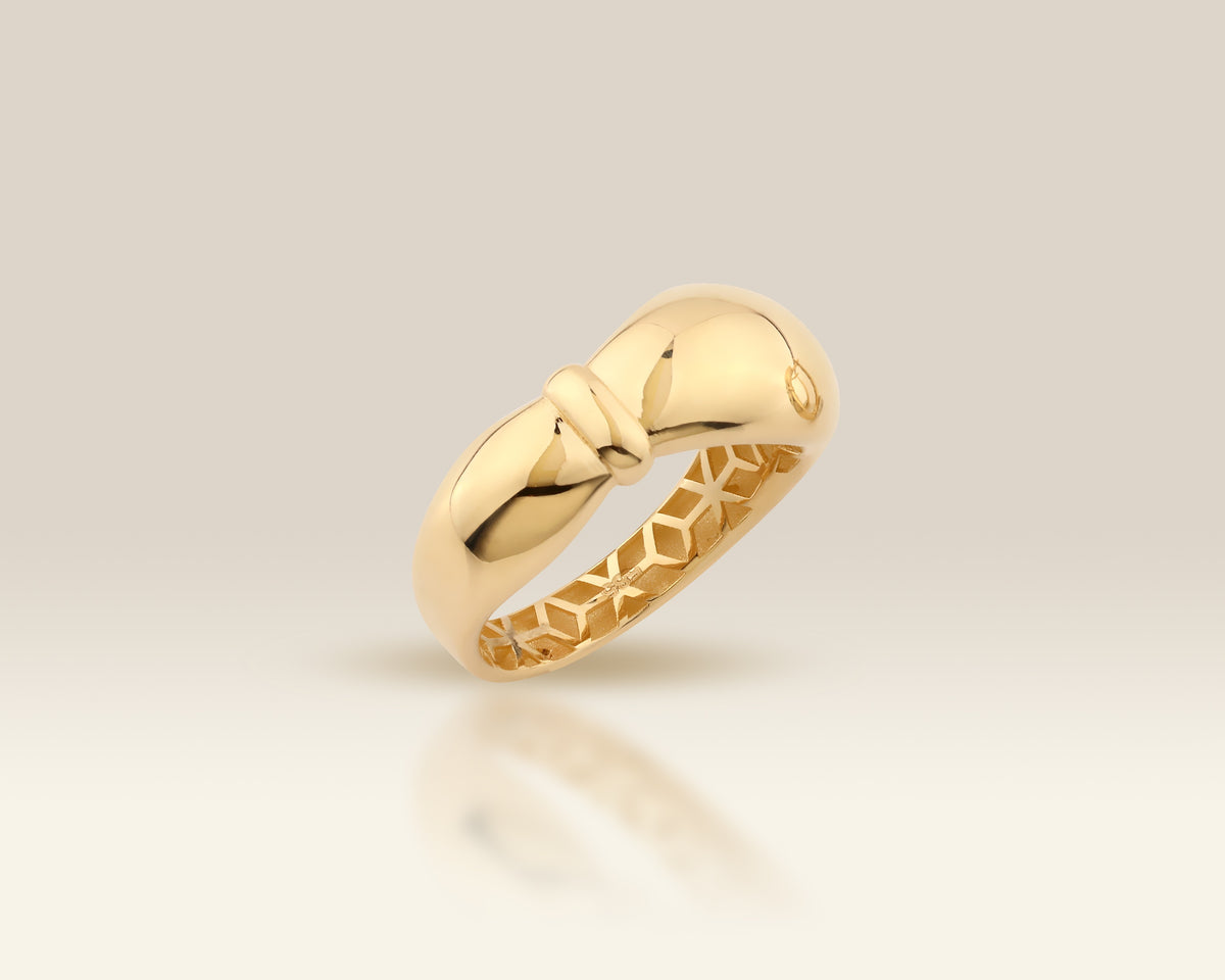 VIECLAT Solid Yellow Gold Bow Knot Dome Ring