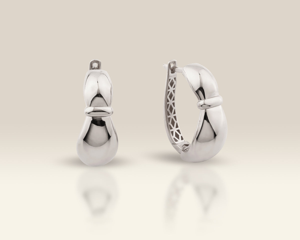 VIECLAT Solid White Gold Cinched Dome Huggie Hoop Earrings