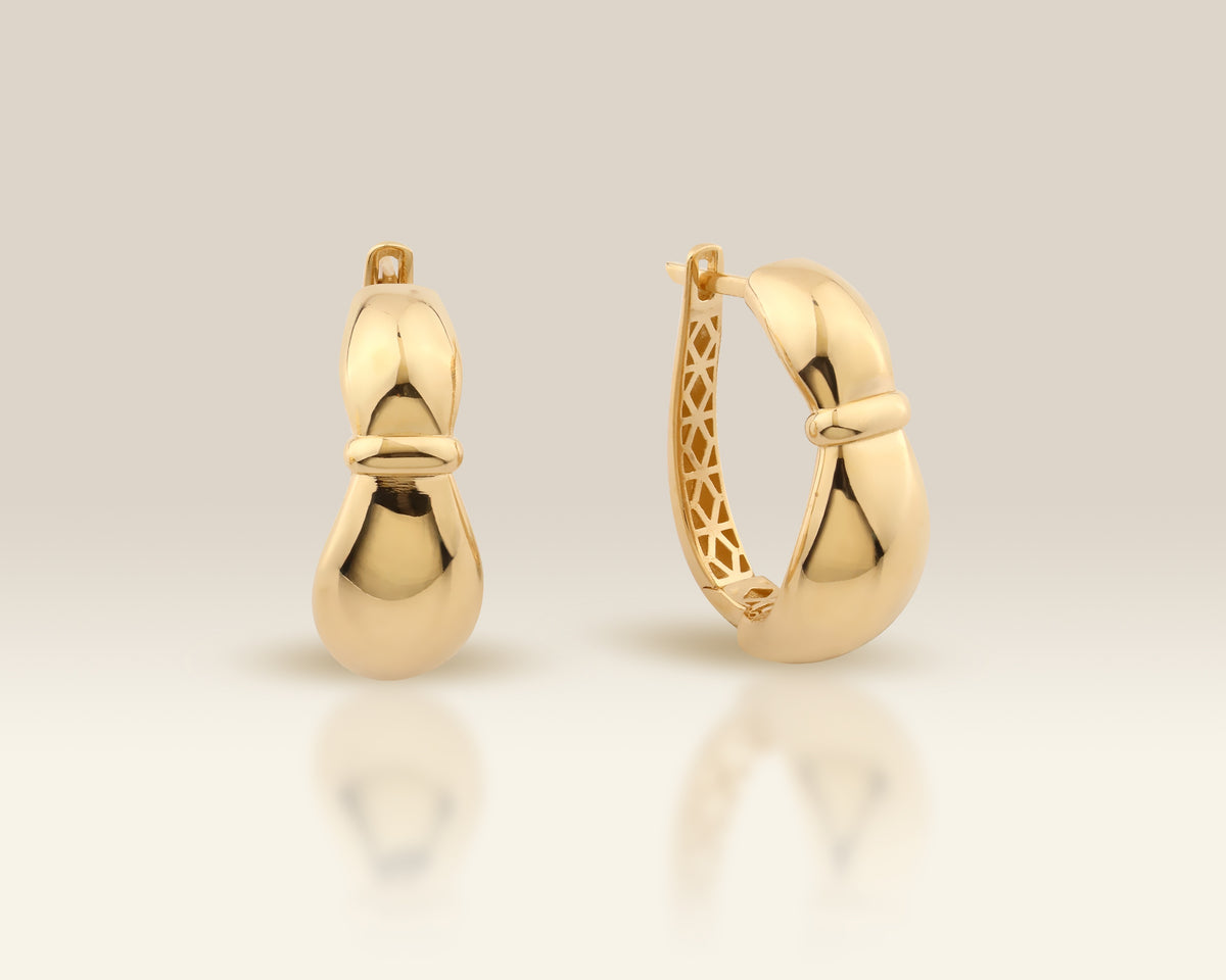 VIECLAT Solid Yellow Gold Cinched Dome Huggie Hoop Earrings