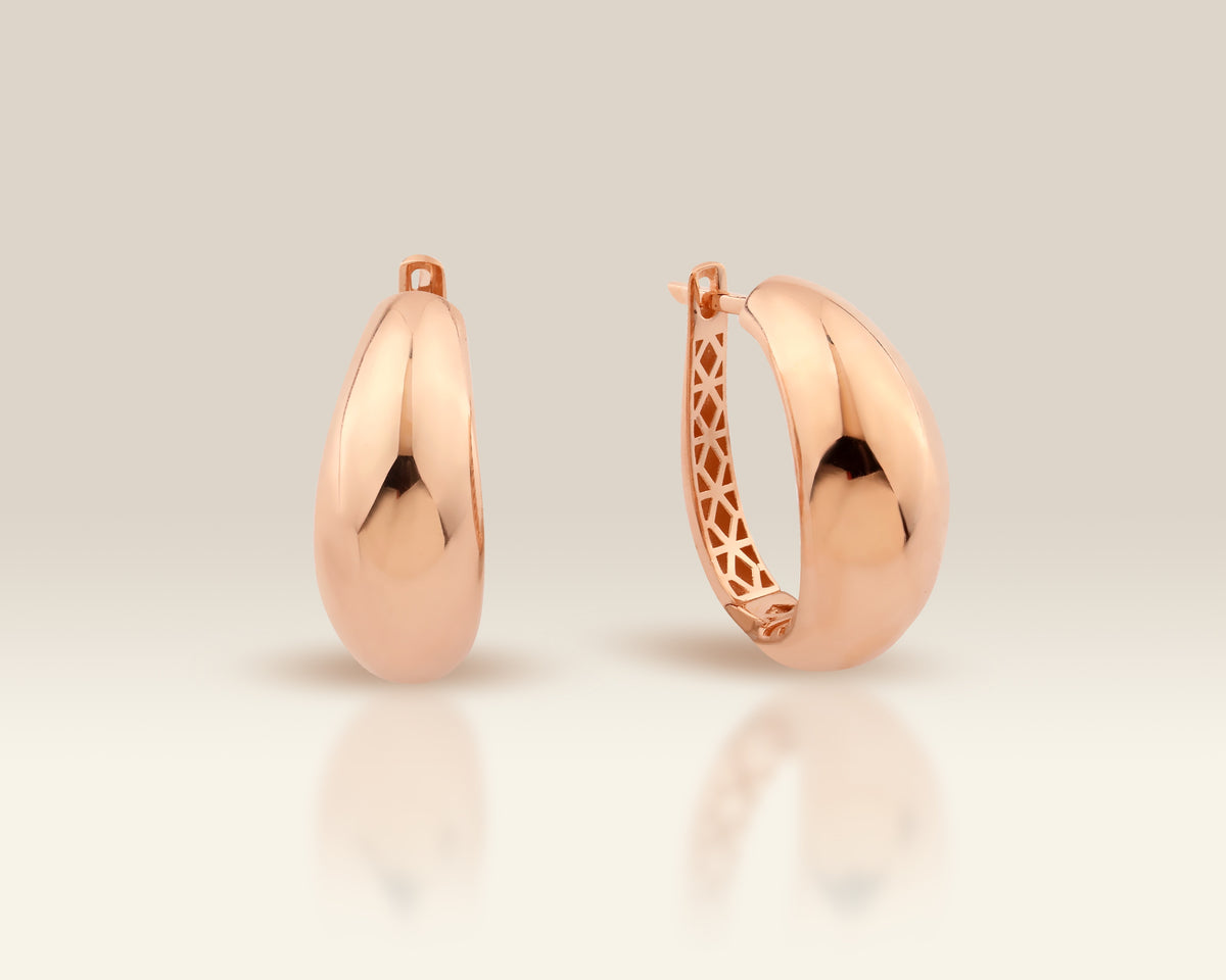 VIECLAT Solid Rose Gold Chunky Dome Hoop Earrings