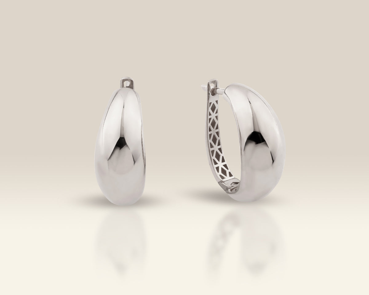 VIECLAT Solid White Gold Chunky Dome Hoop Earrings