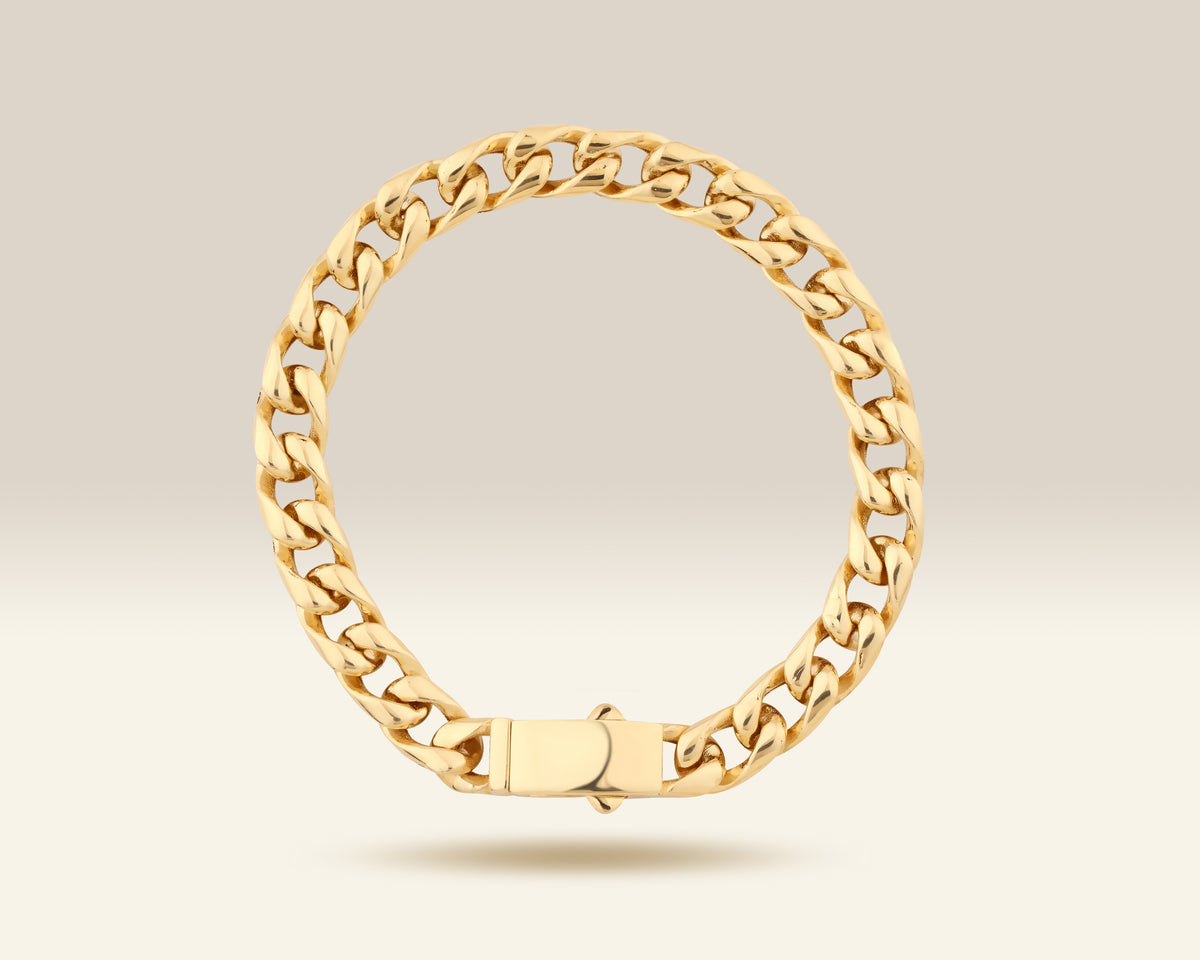 VIECLAT Solid Yellow Gold Cuban Link Chain Bracelet Full