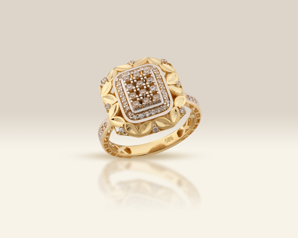VIECLAT Solid Yellow Gold Vintage Diamond Cluster Ring