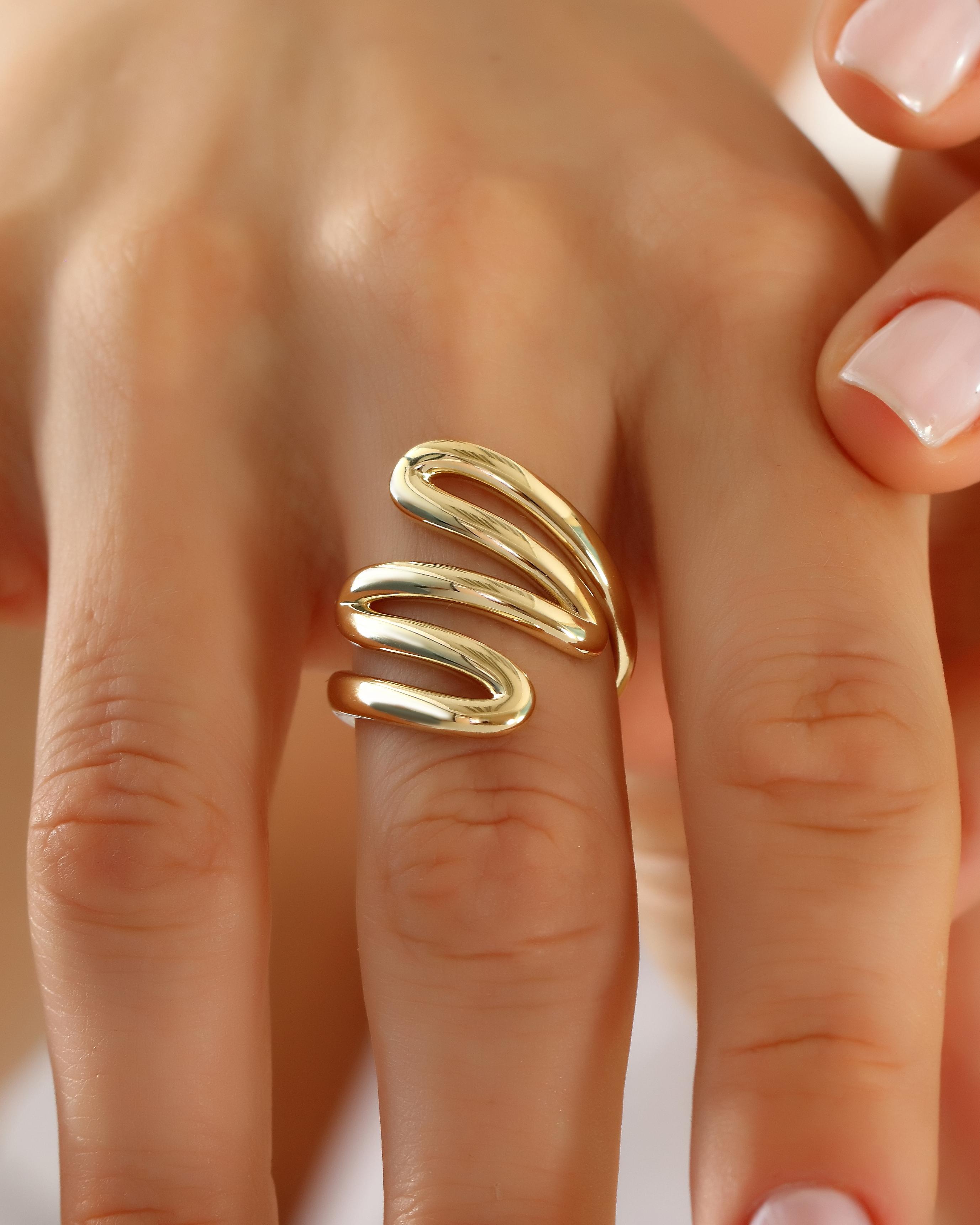 VIECLAT Solid Yellow Gold Layered Swirl Ring