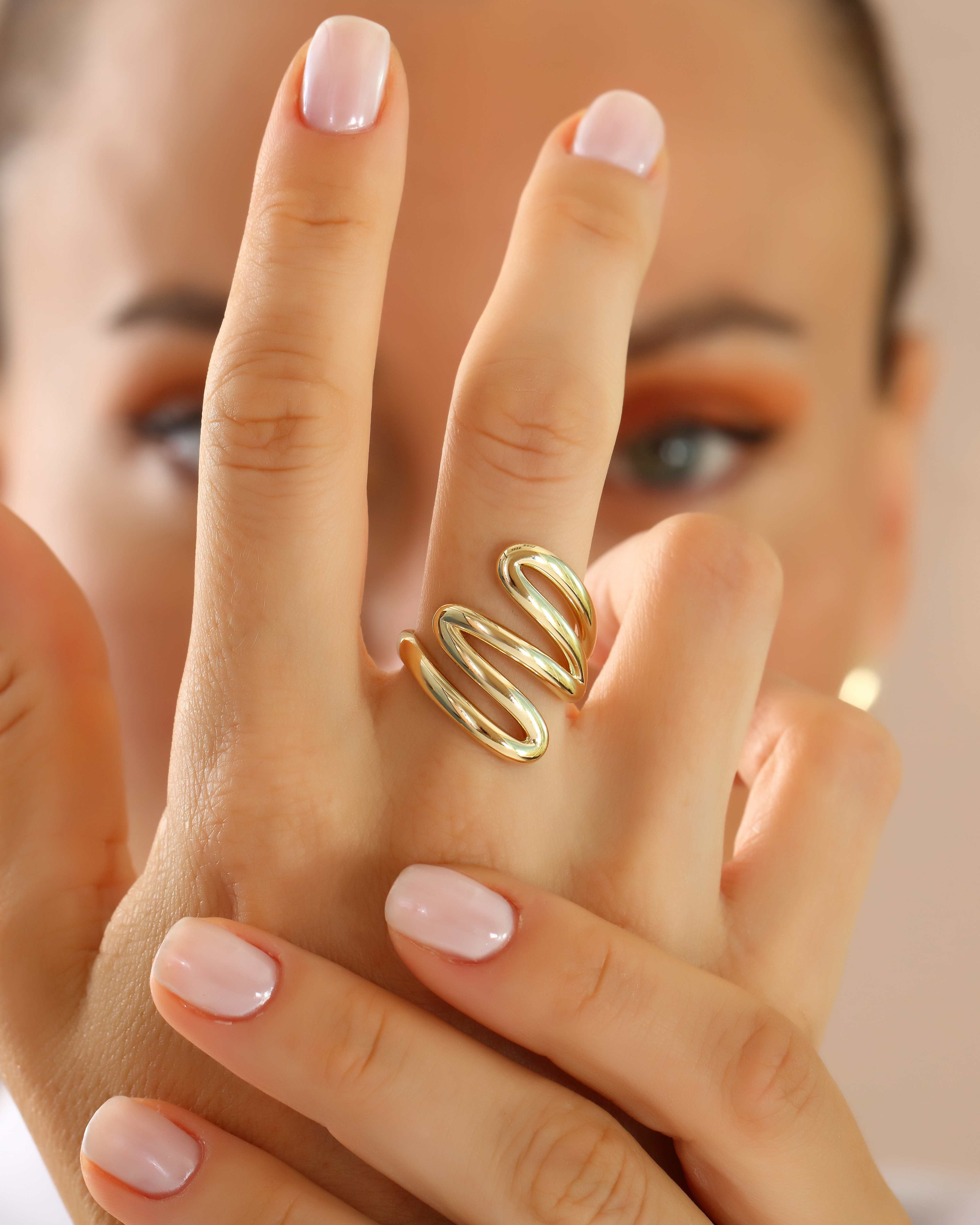 VIECLAT Solid Yellow Gold Spiral Statement Ring