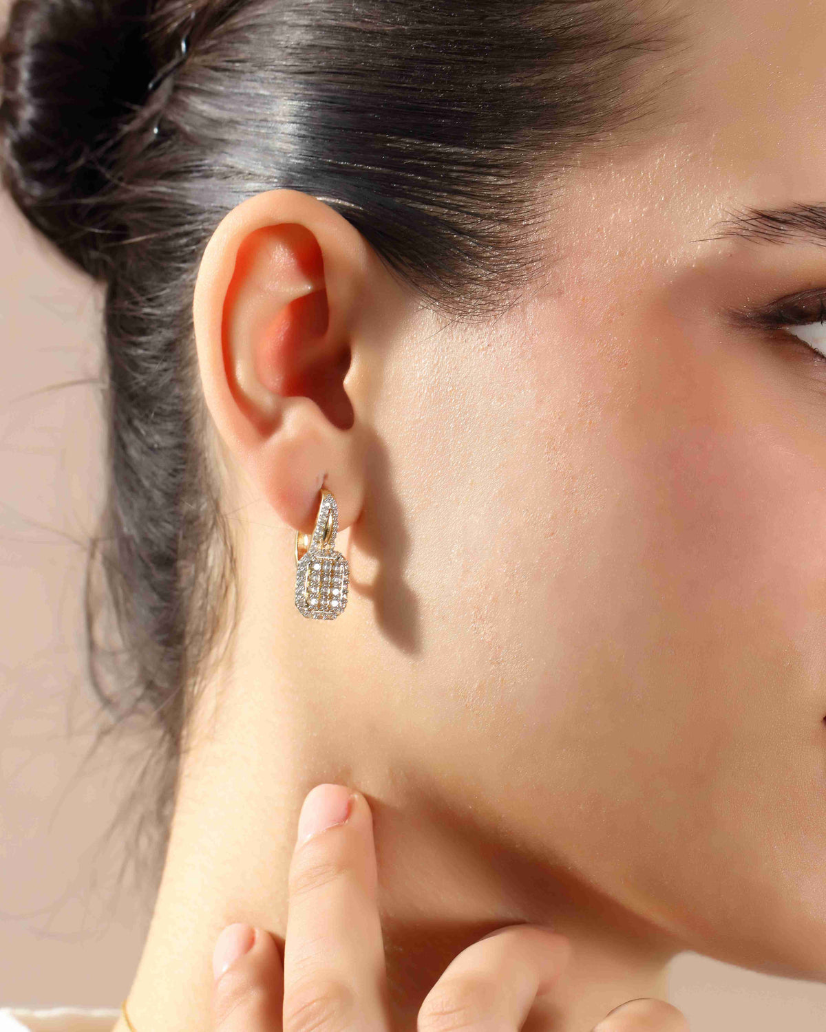 VIECLAT Solid Yellow Gold Pavé Drop Earrings