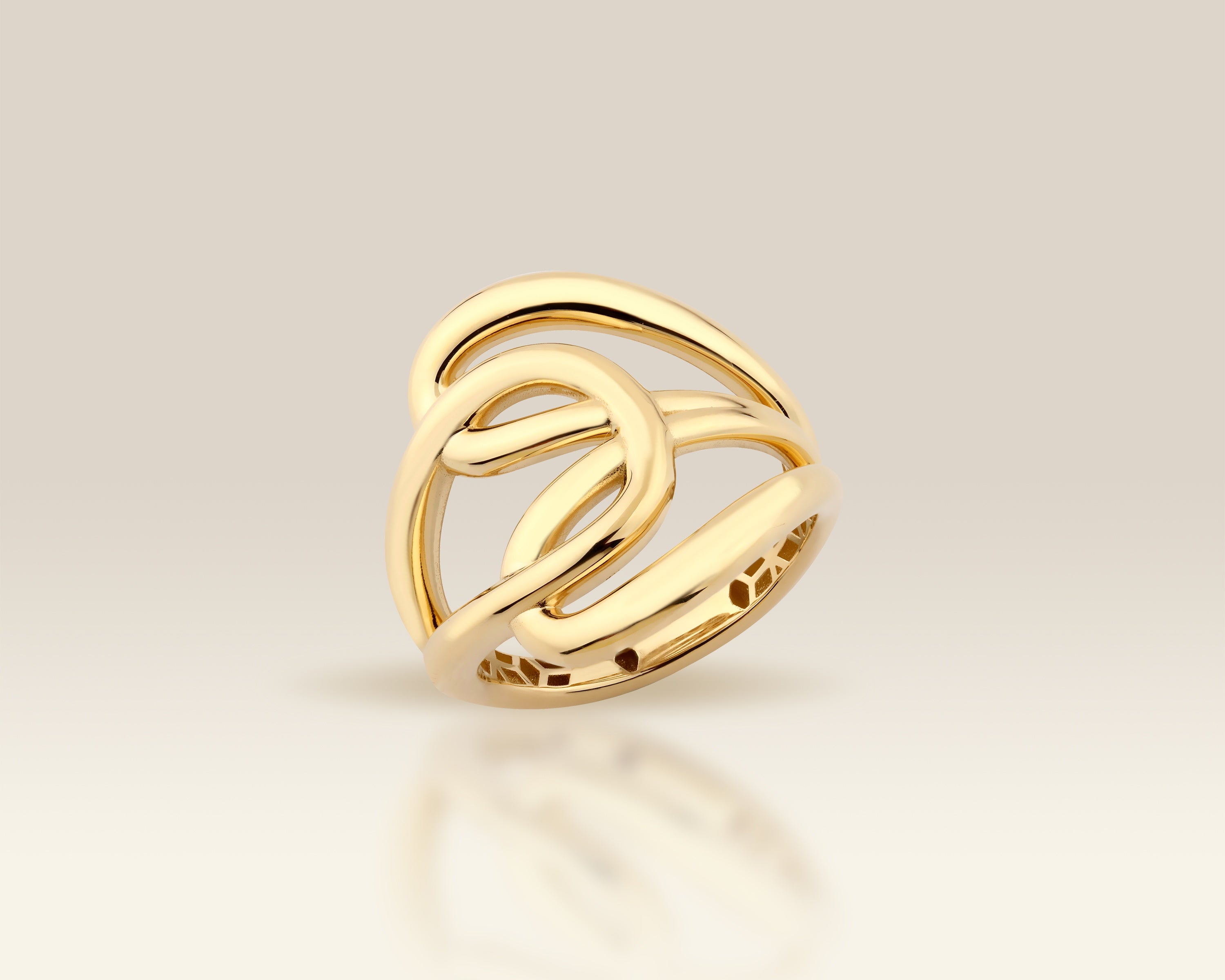 VIECLAT Solid Yellow Gold Interlocking Knot Statement Ring