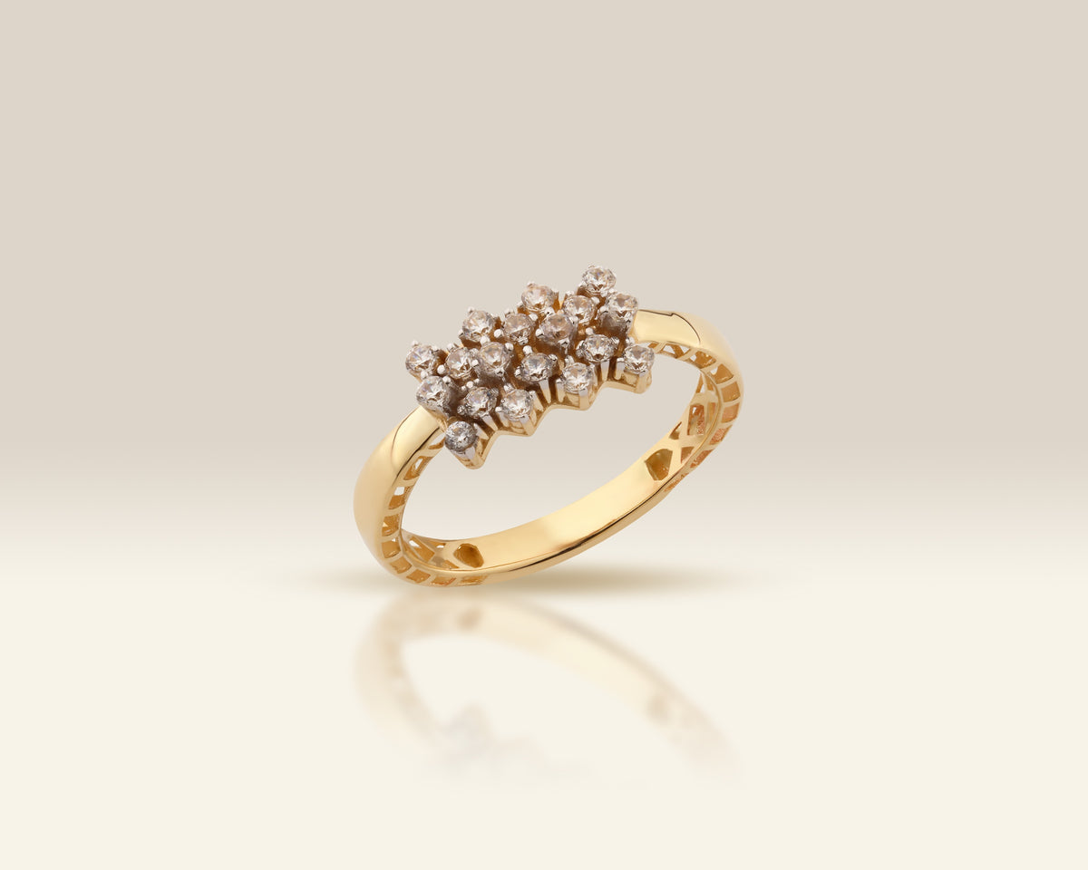 VIECLAT Solid Yellow Gold Diamond Cluster Ring