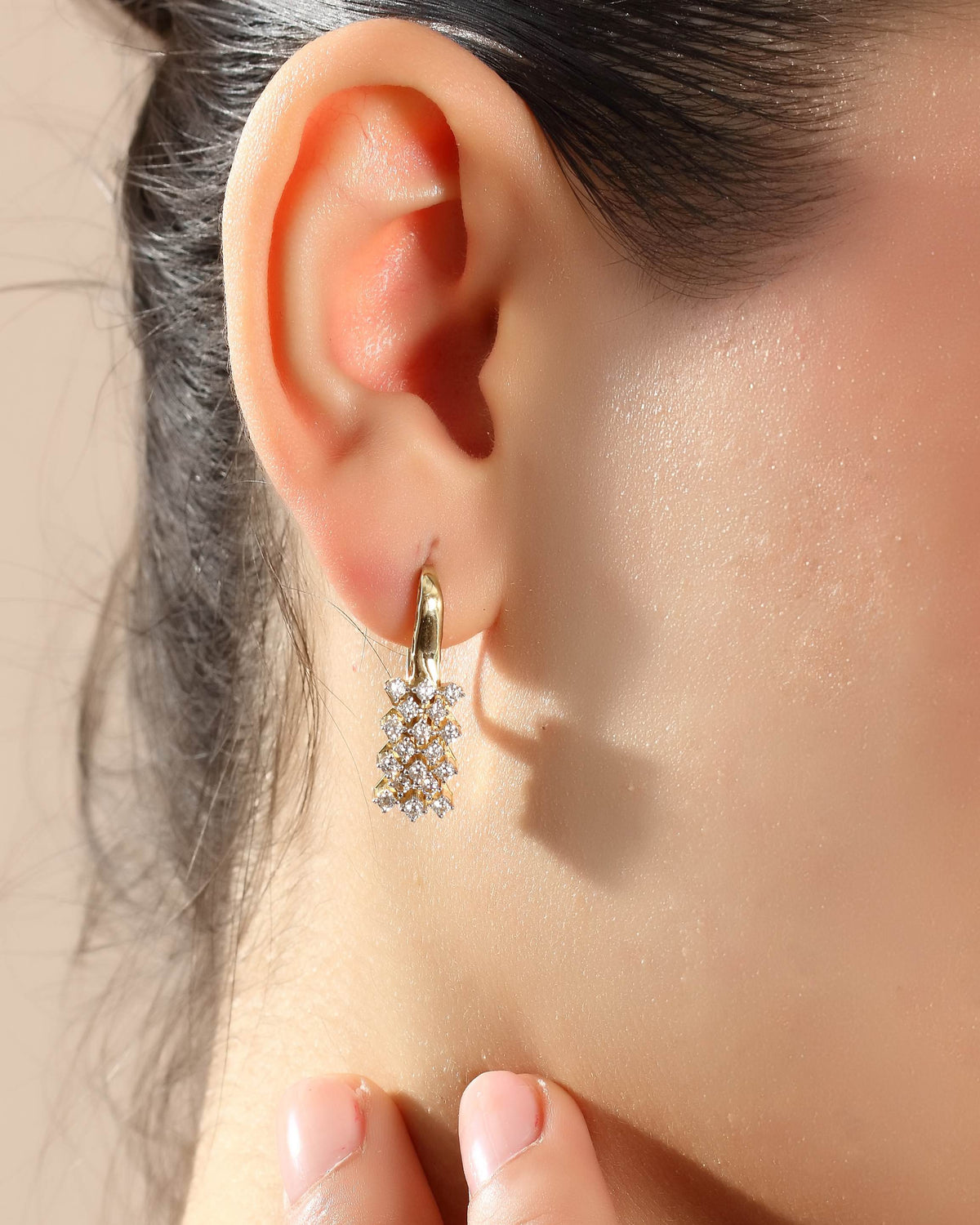 VIECLAT Solid Yellow Gold Diamond Drop Earrings