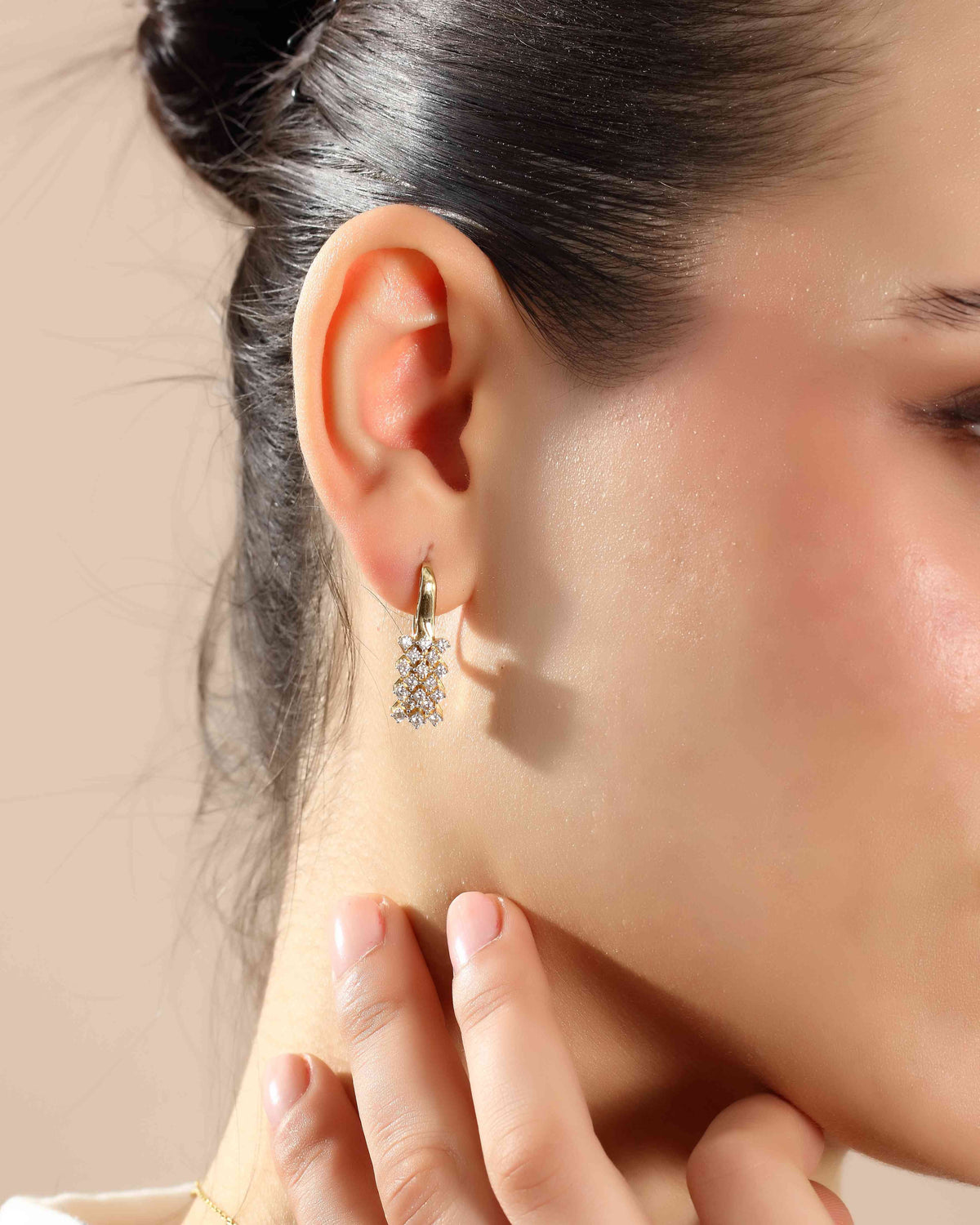 VIECLAT Solid Yellow Gold Diamond Drop Earrings
