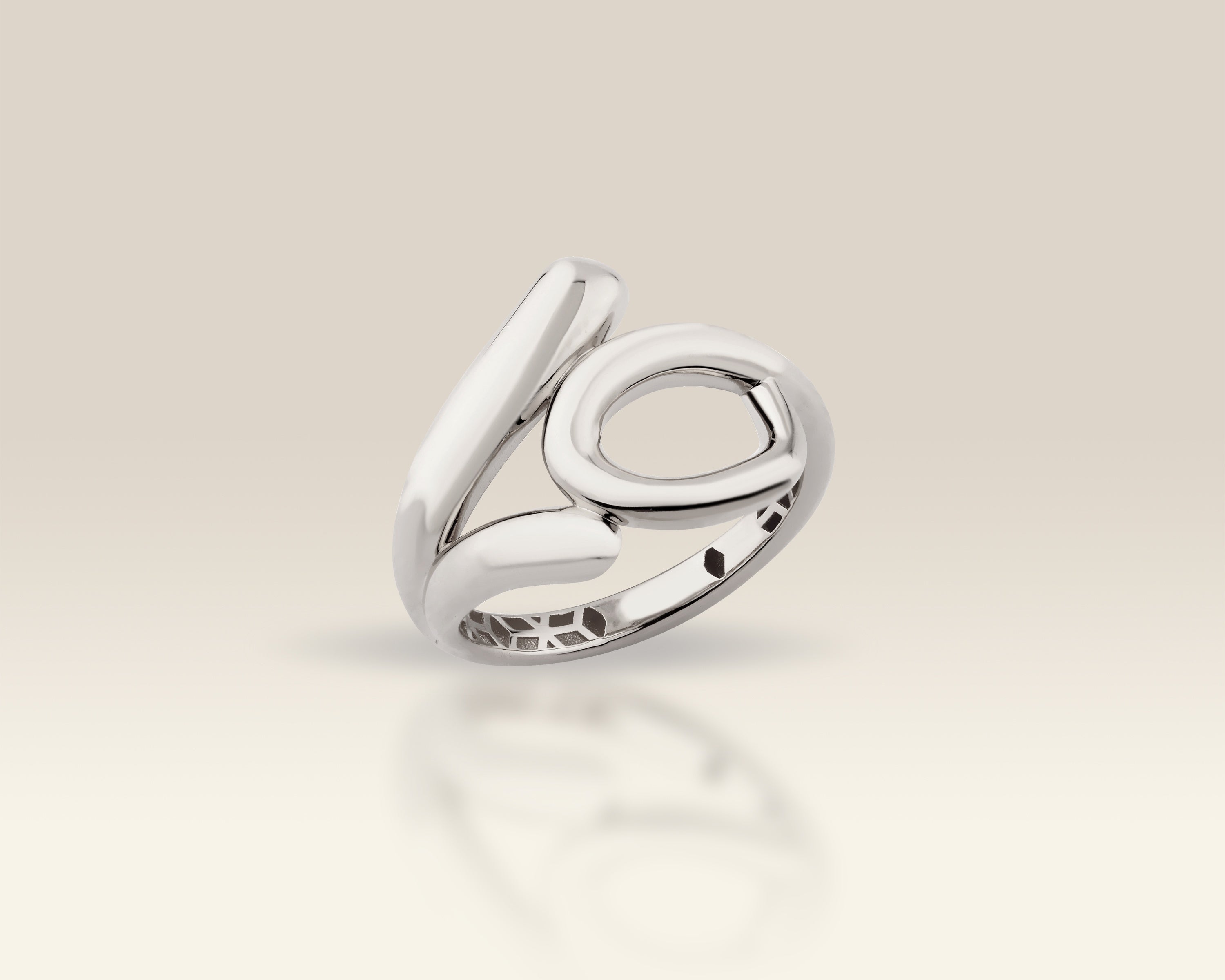 VIECLAT Solid White Gold Open Swirl Bypass Ring