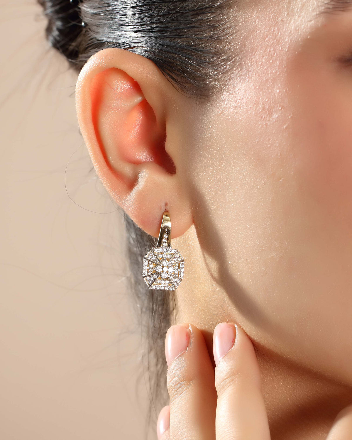 VIECLAT Solid Yellow Gold Diamond Drop Earrings