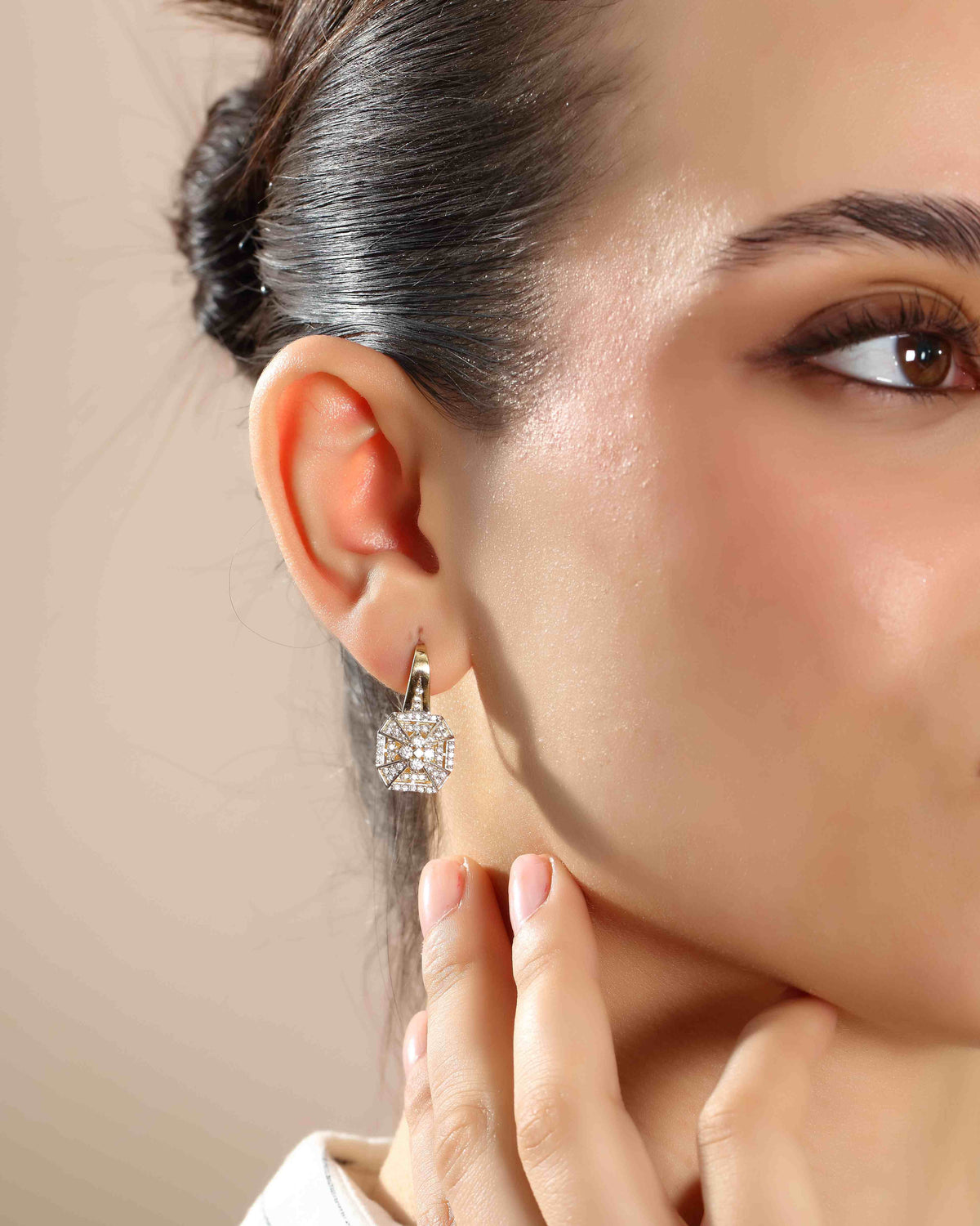 VIECLAT Solid Yellow Gold Diamond Drop Earrings