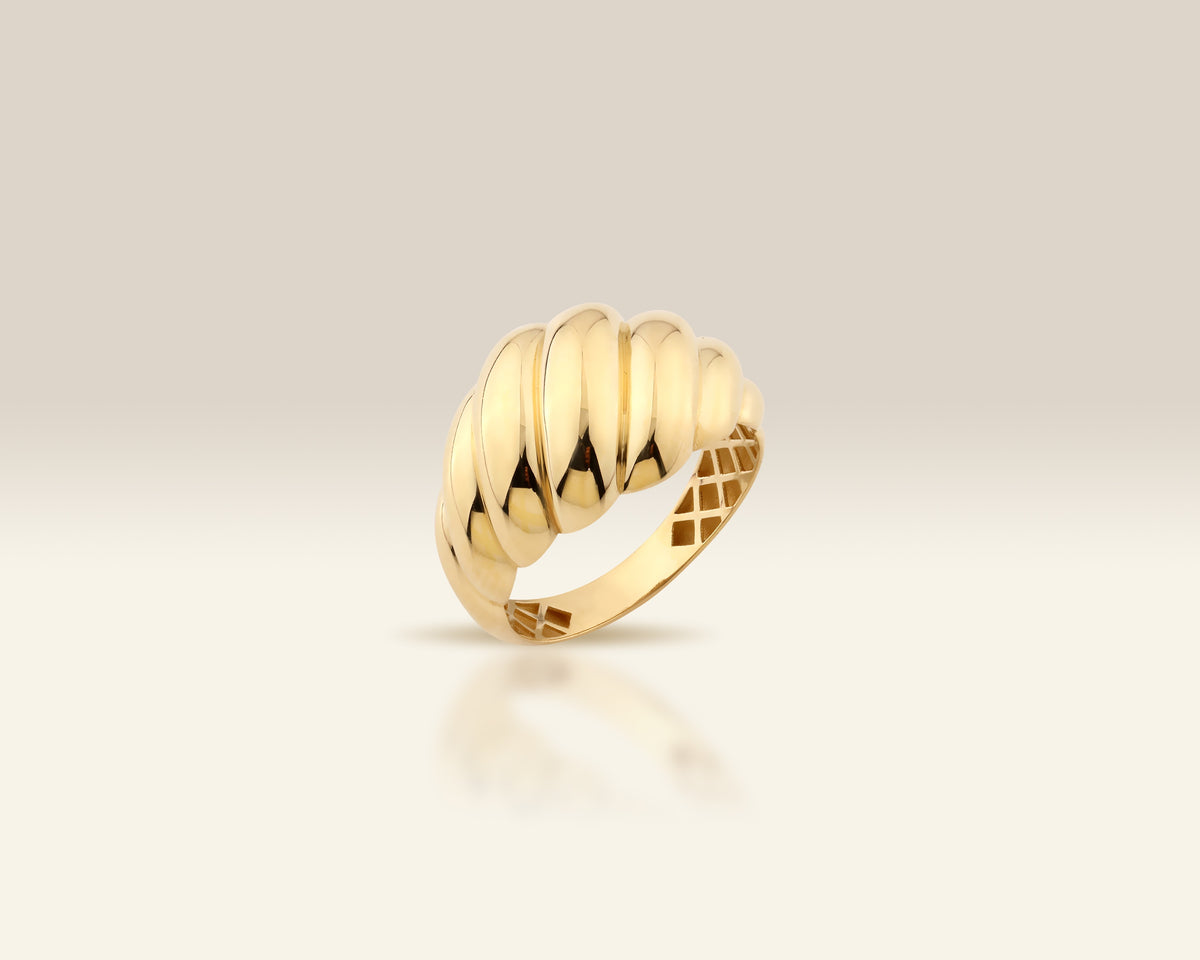 VIECLAT Solid Yellow Gold Croissant Dome Ring
