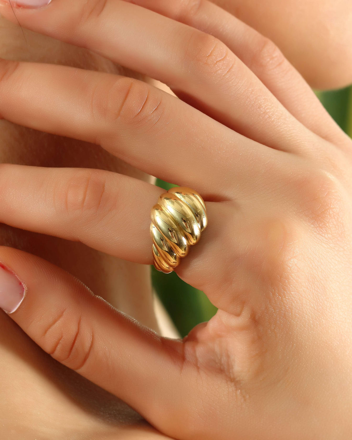 VIECLAT Solid Yellow Gold Croissant Dome Ring