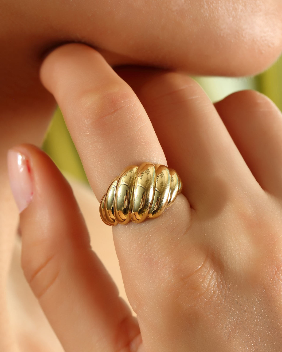 VIECLAT Solid Yellow Gold Croissant Dome Ring