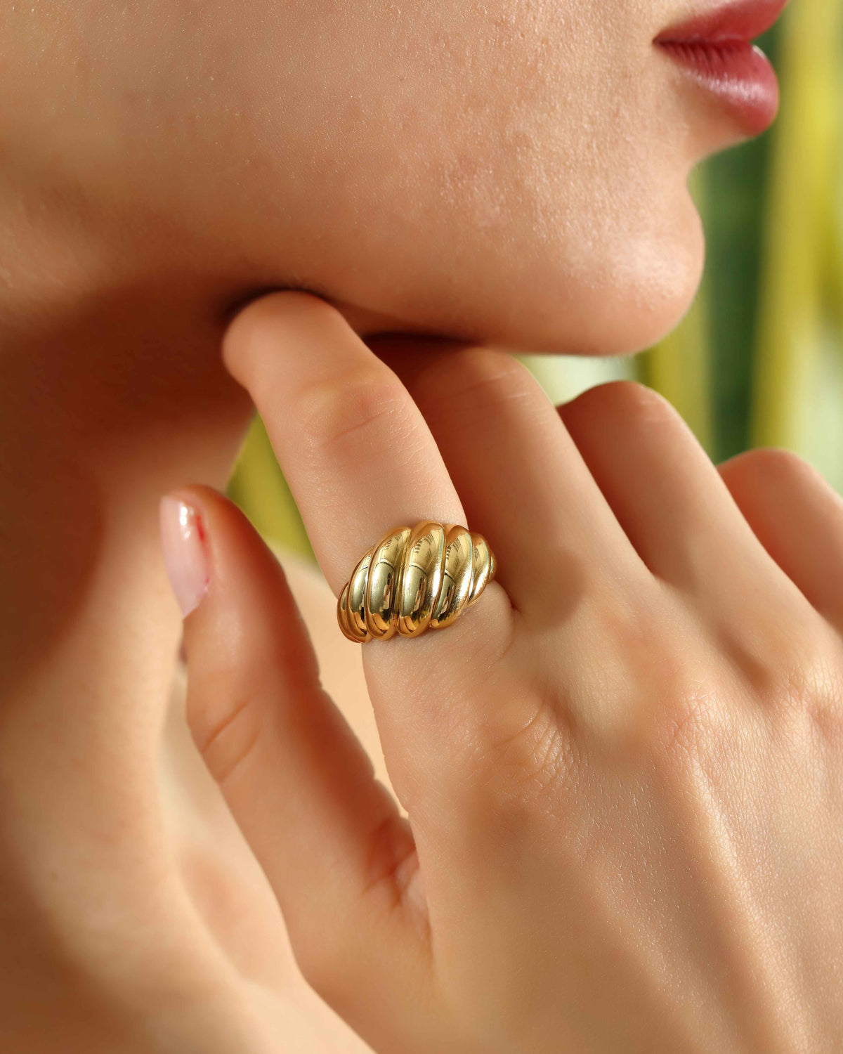 VIECLAT Solid Yellow Gold Croissant Dome Ring