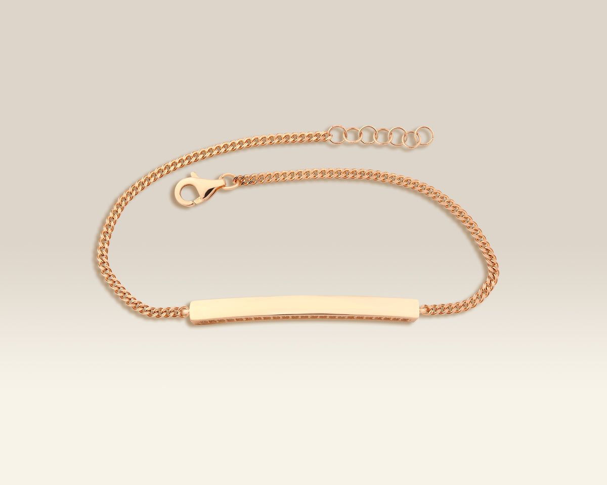 VIECLAT Solid Rose Gold Diamond Bar Chain Bracelet