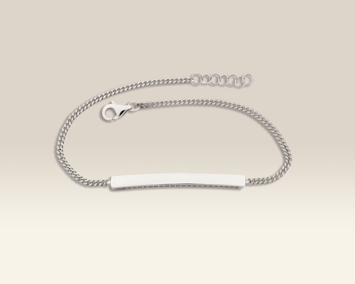 VIECLAT Solid White Gold Diamond Bar Chain Bracelet