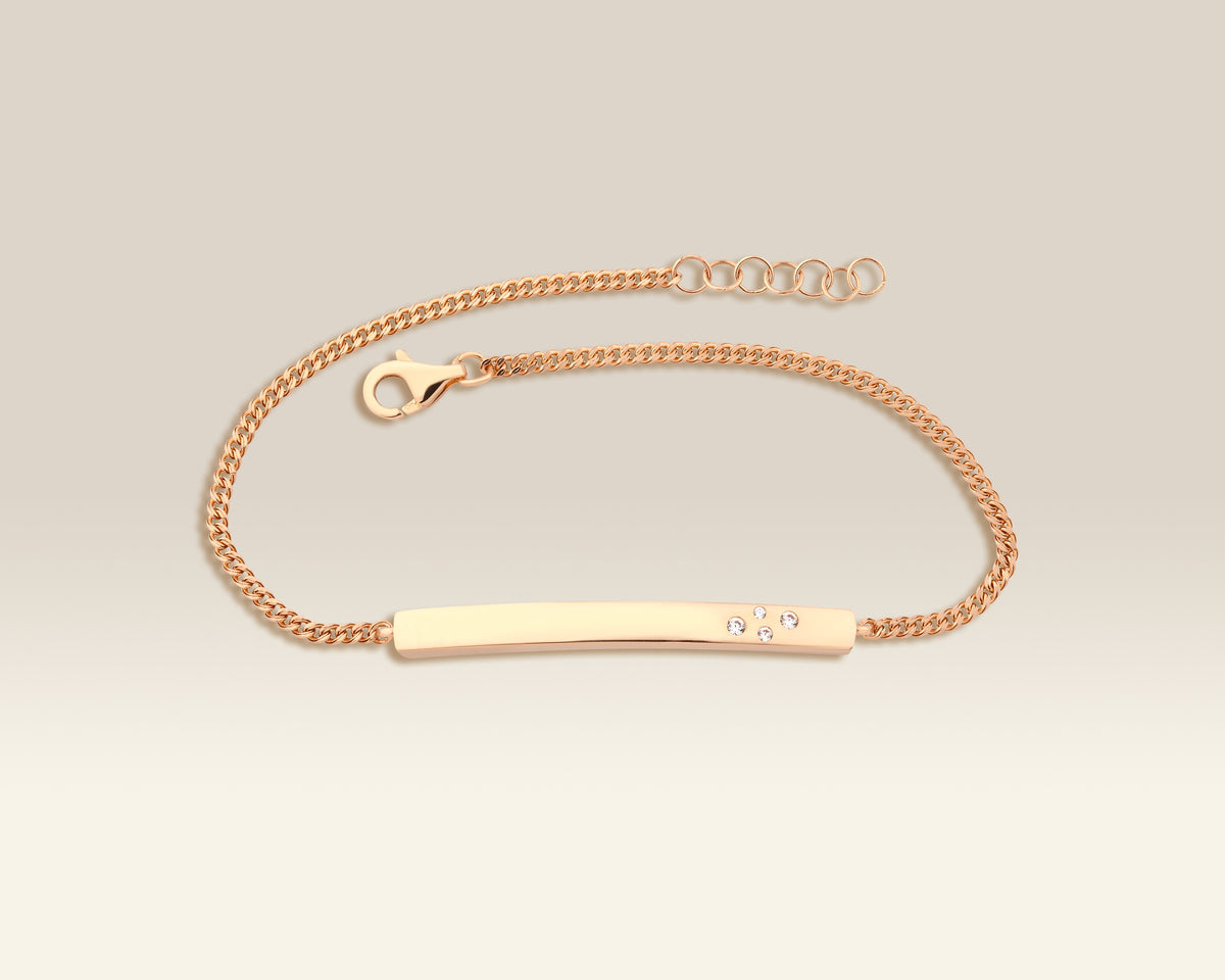 VIECLAT Solid Rose Gold Diamond Bar ID Bracelet