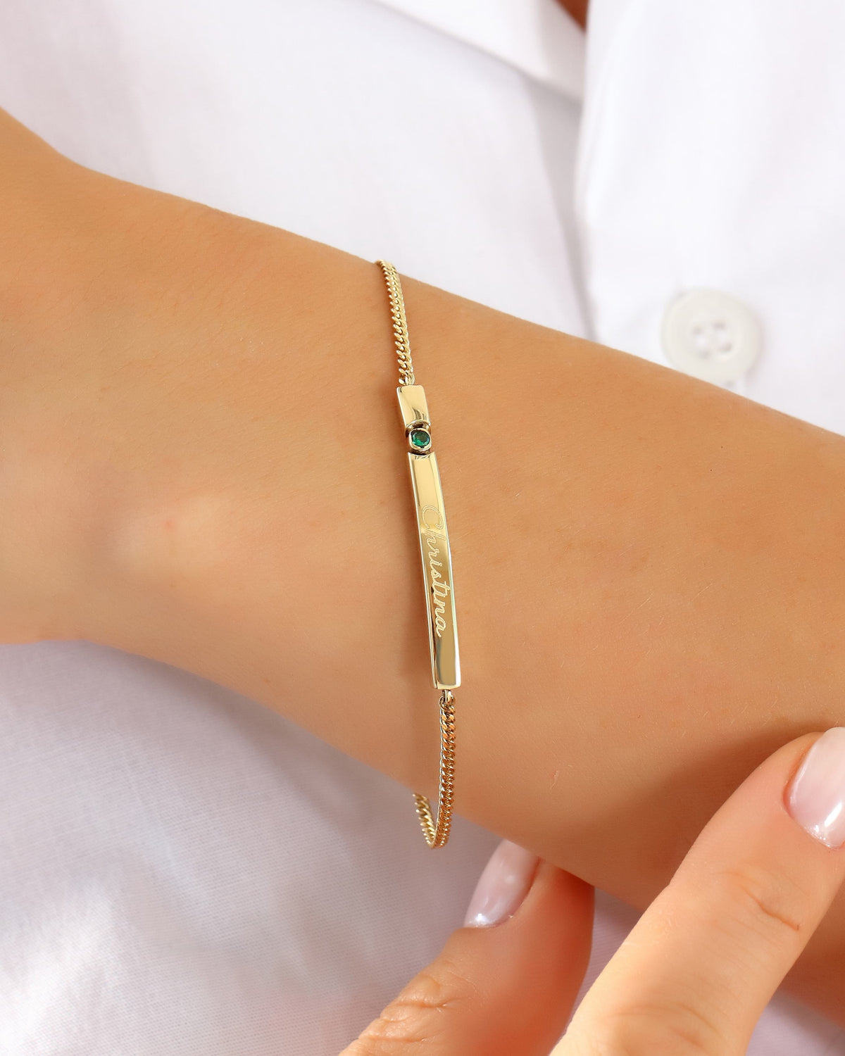 VIECLAT Personalized Name Bar Birthstone Bracelet Gold