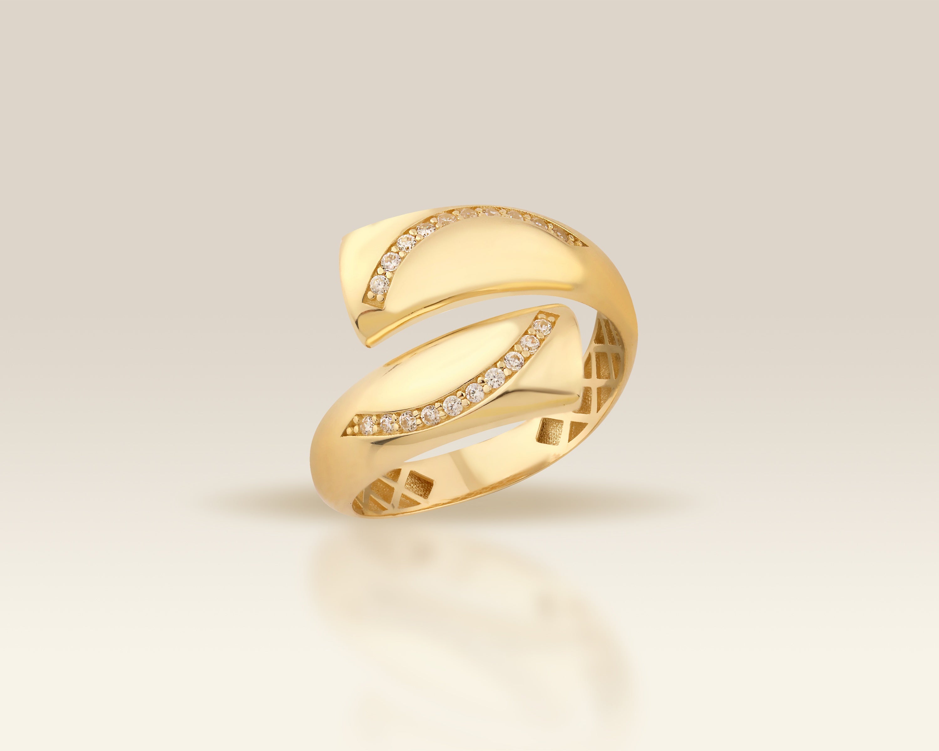 VIECLAT Solid Yellow Gold CZ Bypass Wrap Ring