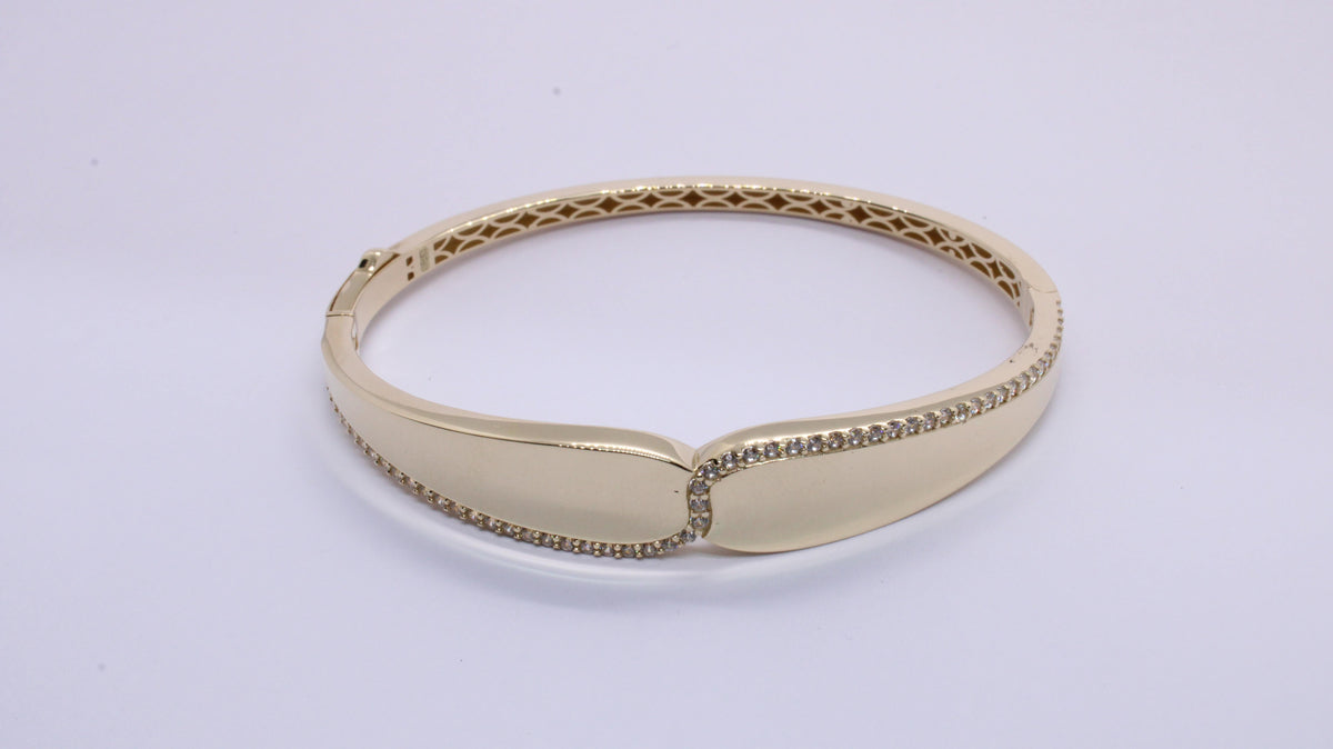 VIECLAT Solid Yellow Gold Diamond Bangle Bracelet