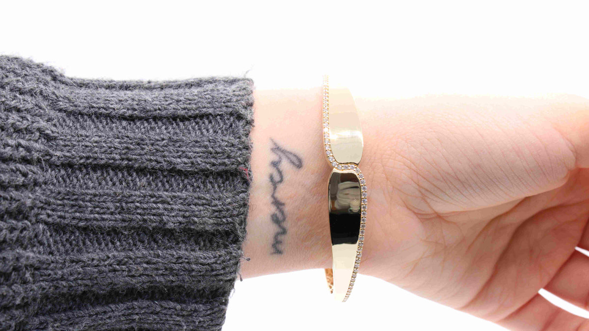VIECLAT Solid Yellow Gold Diamond Bangle Bracelet