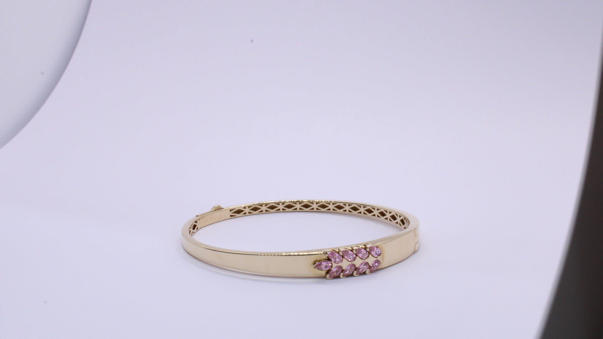 VIECLAT Solid Yellow Gold Pink Sapphire Bangle Bracelet